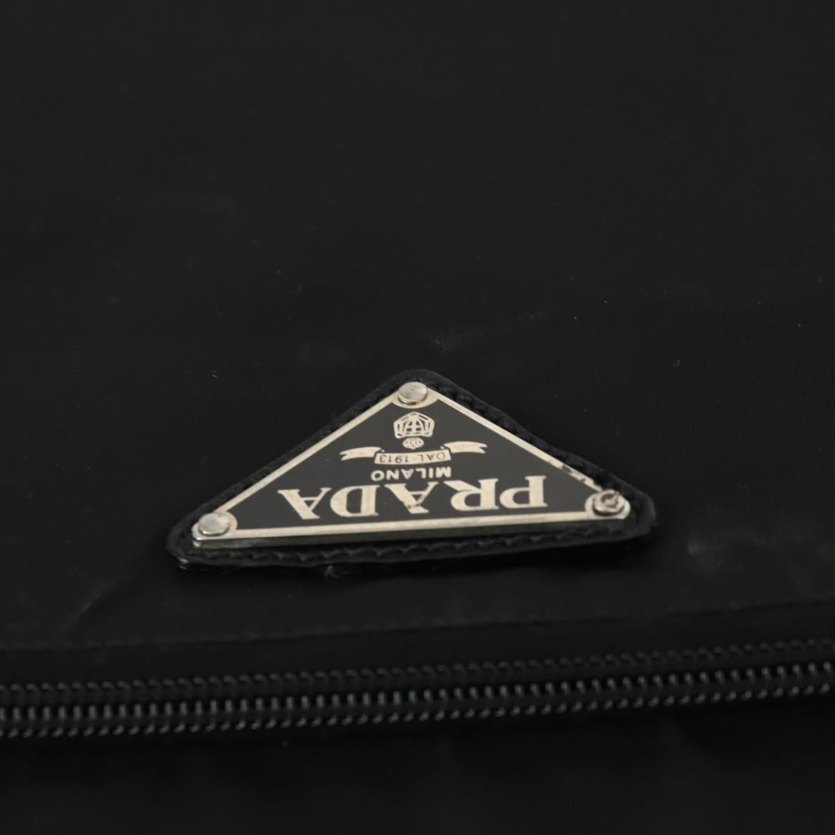 PRADA Carry Bag Nylon Black Silver Auth bs32877