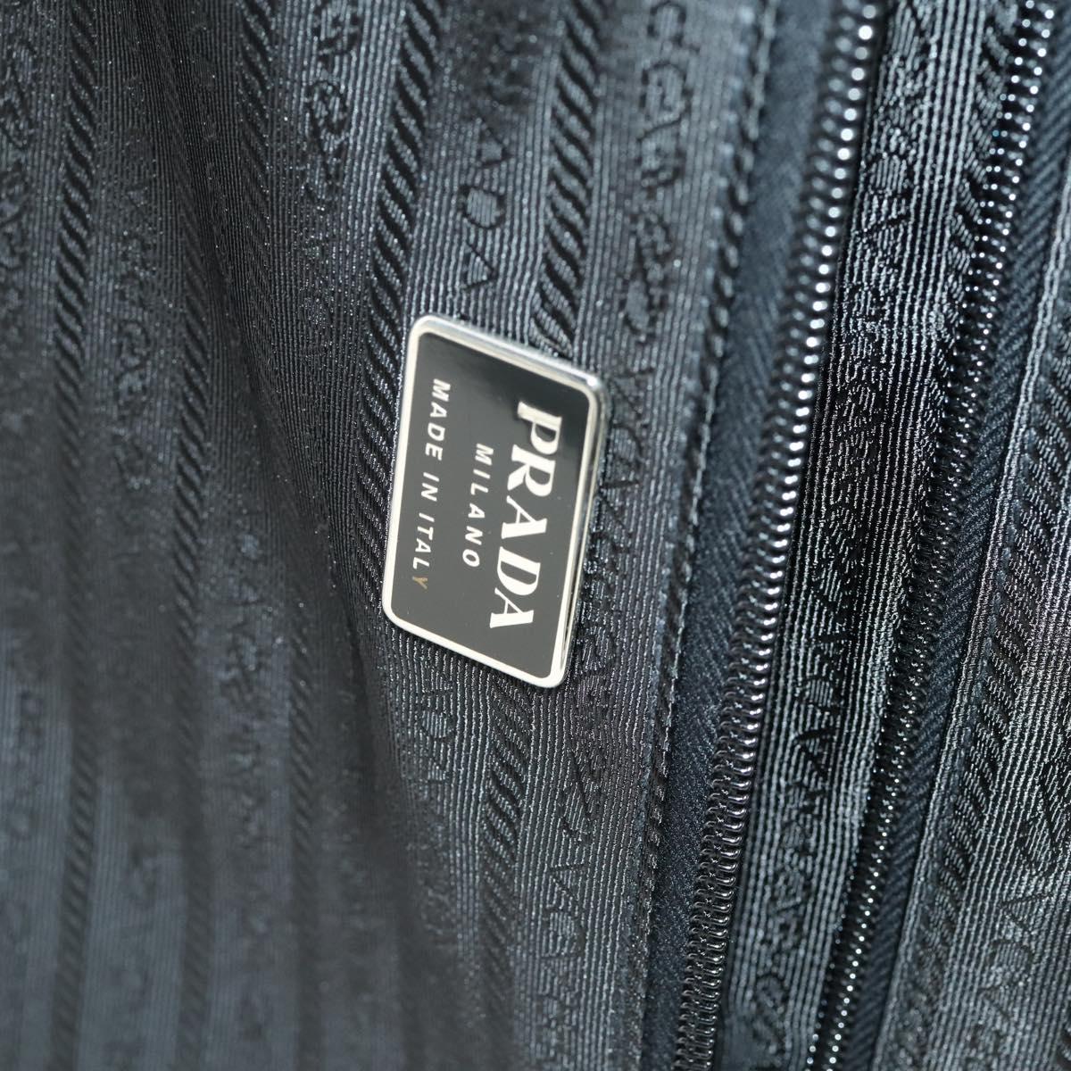 PRADA Carry Bag Nylon Black Silver Auth bs32877