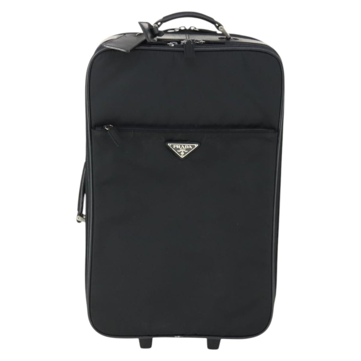 PRADA Carry Bag Nylon Black Silver Auth bs32877