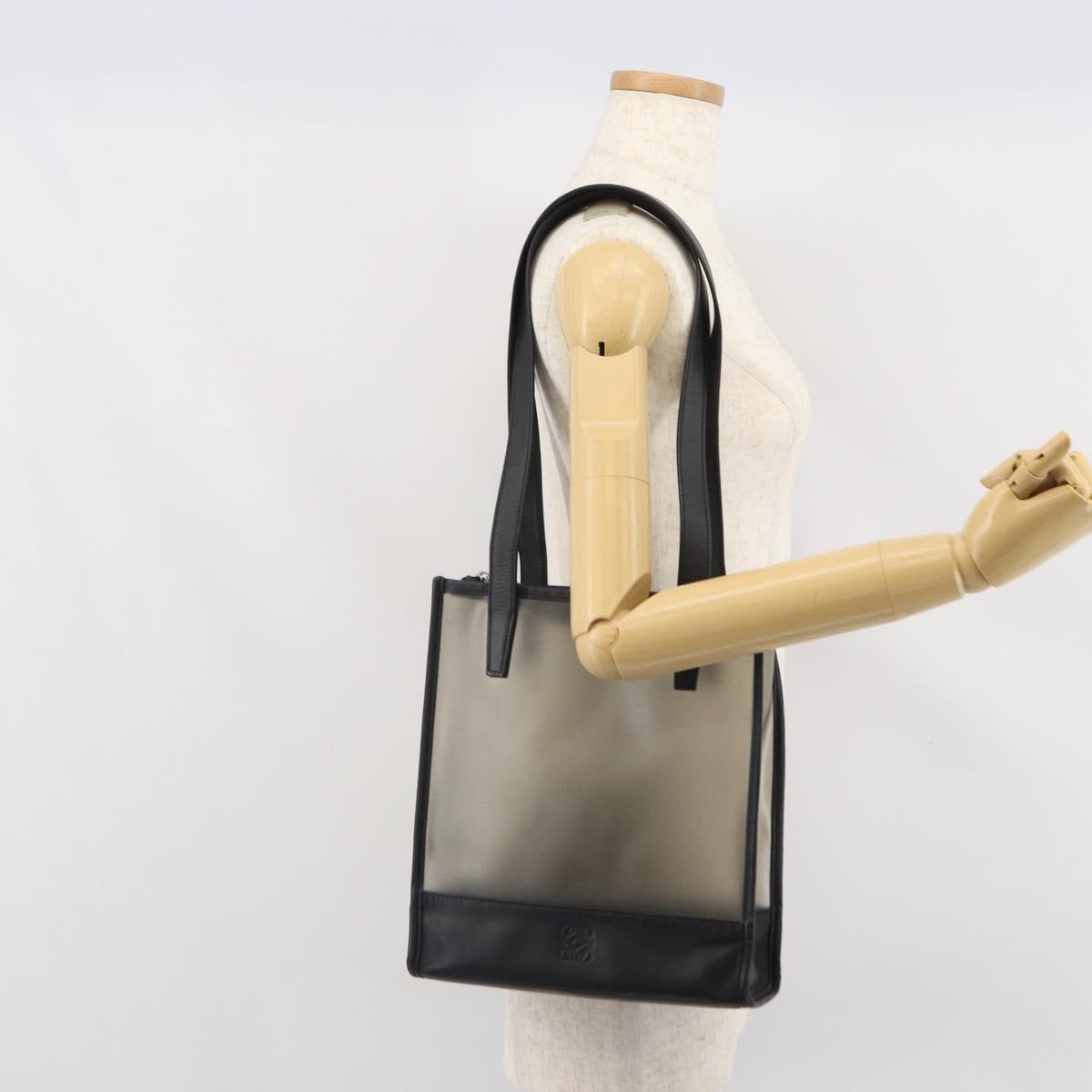 LOEWE Tote Bag Vinyl Black Auth bs32880