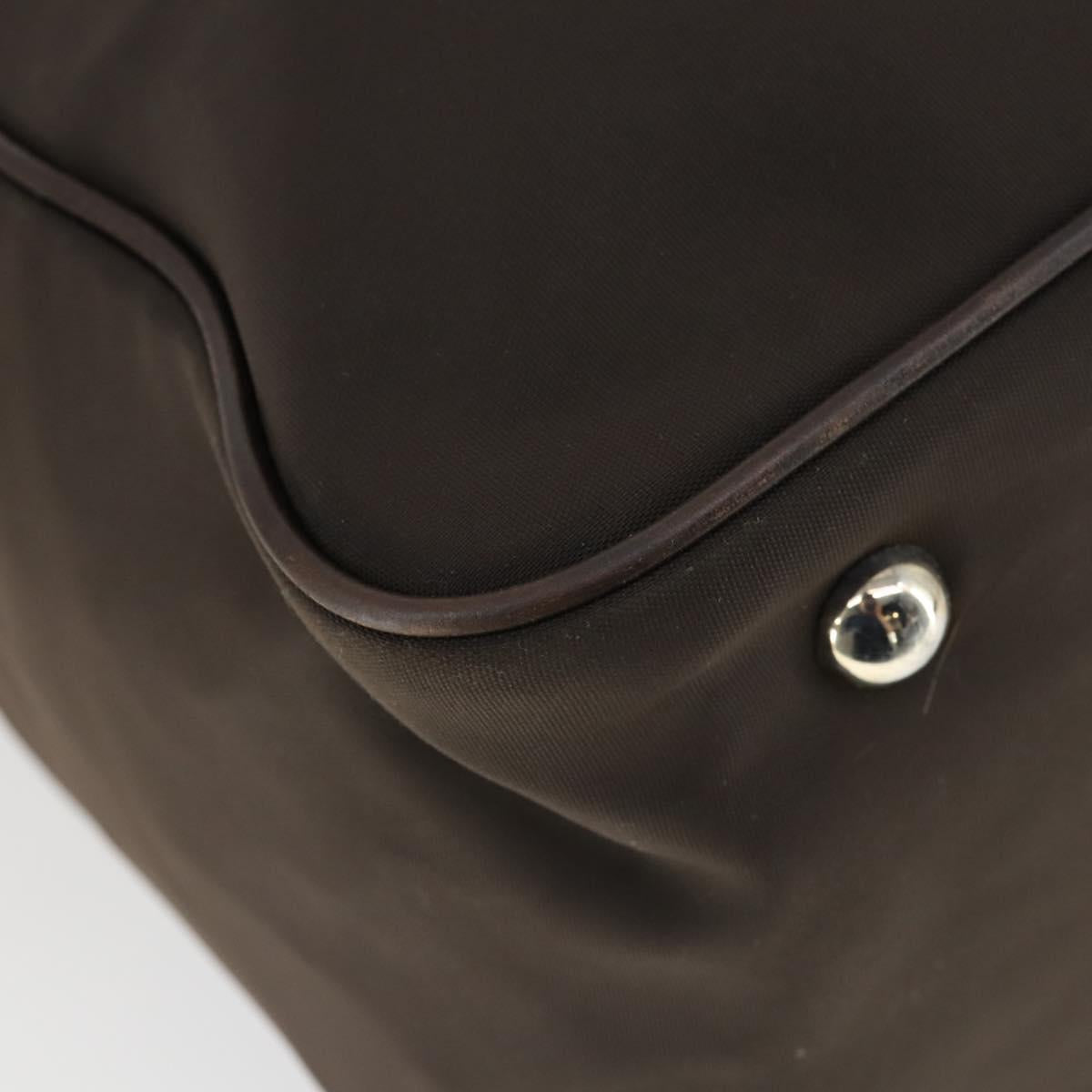 Salvatore Ferragamo Boston Bag Canvas Brown Silver Auth bs32884