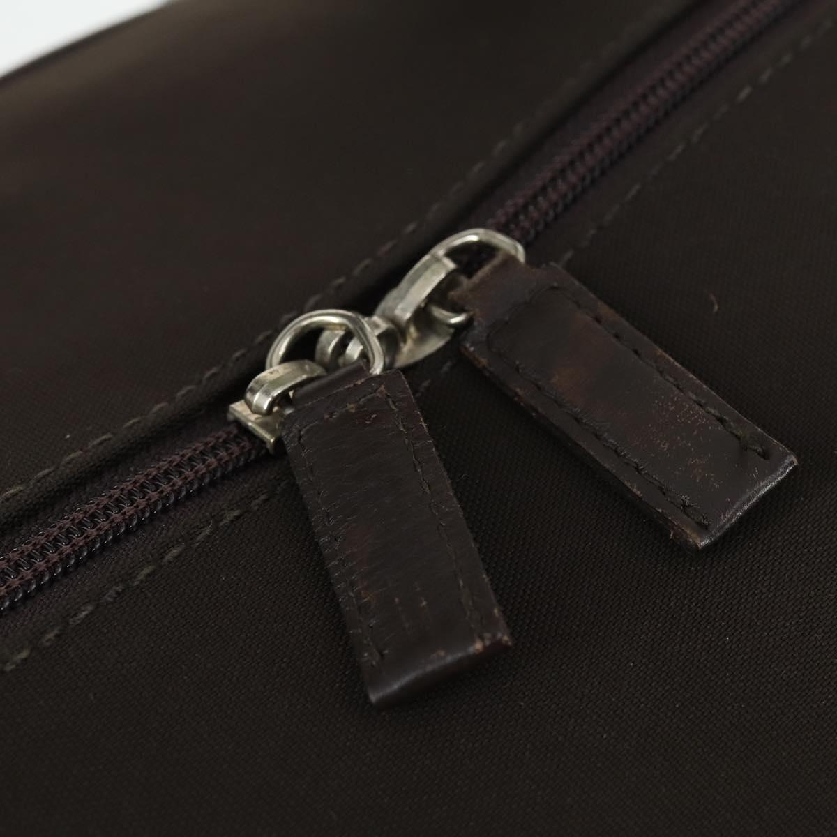 Salvatore Ferragamo Boston Bag Canvas Brown Silver Auth bs32884
