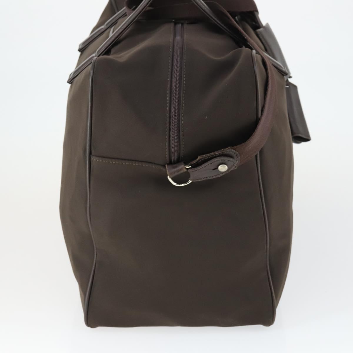 Salvatore Ferragamo Boston Bag Canvas Brown Silver Auth bs32884