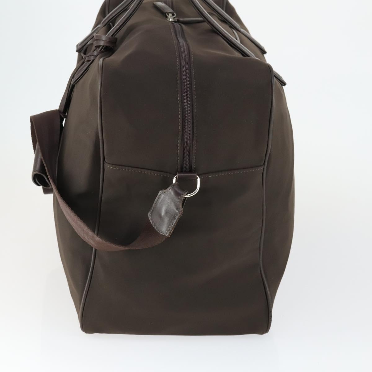 Salvatore Ferragamo Boston Bag Canvas Brown Silver Auth bs32884