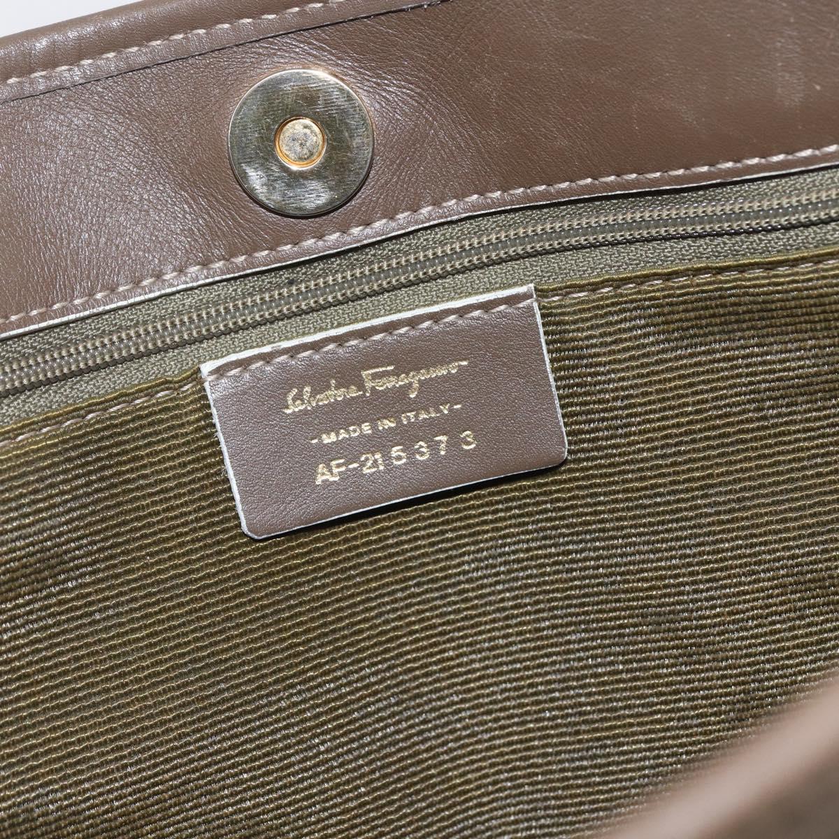 Salvatore Ferragamo Tote Bag Canvas Beige Gold Auth bs32887