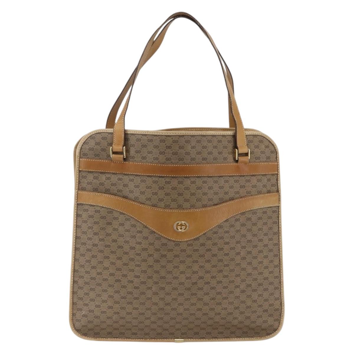 GUCCI Micro GG Supreme Tote Bag PVC Leather Beige Gold 002 14 4428 Auth bs32888