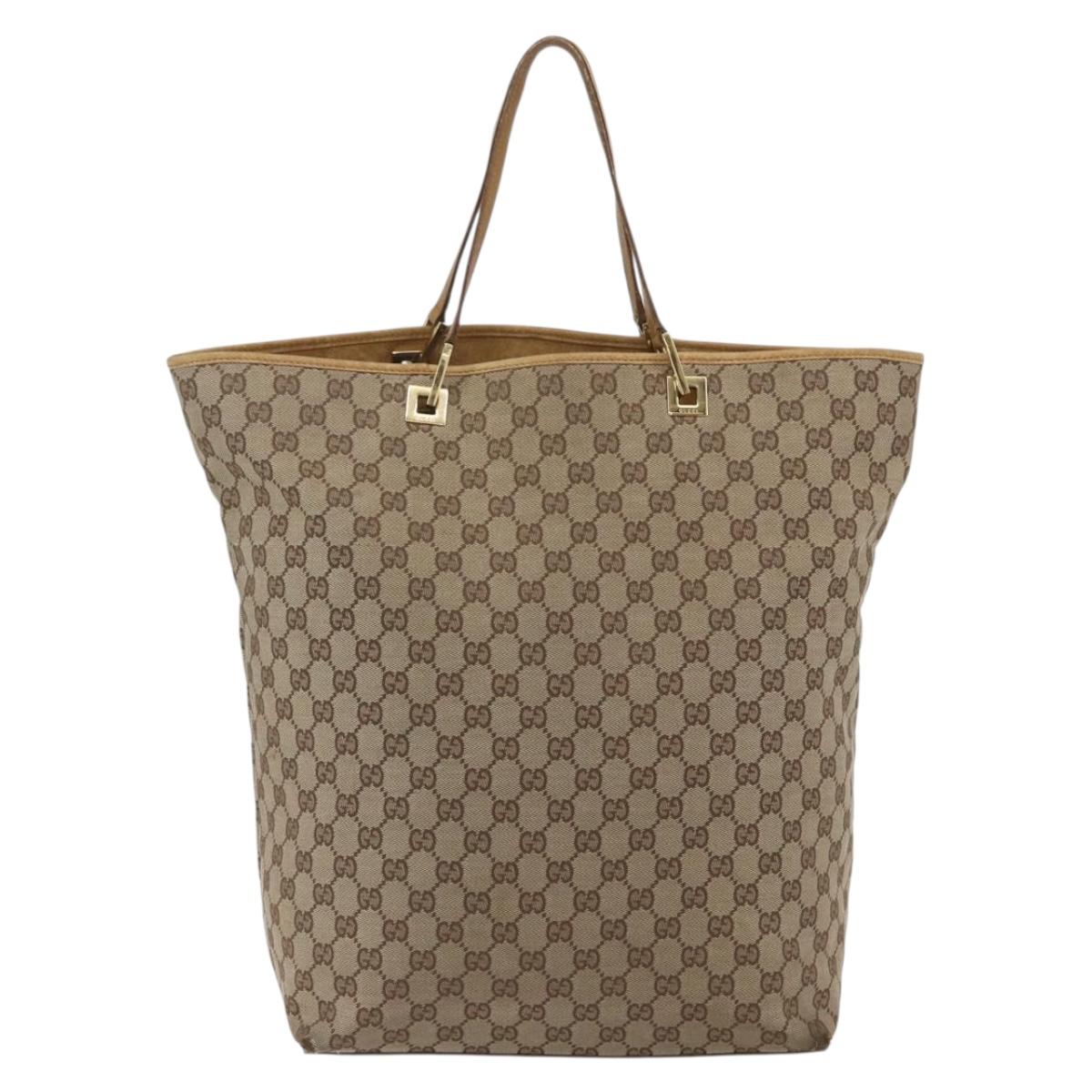 GUCCI GG Canvas Tote Bag Beige Gold 002 1097 Auth bs32889