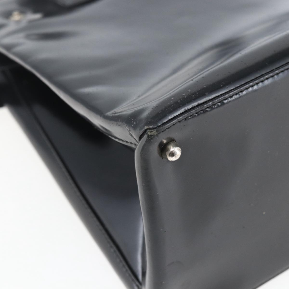 GUCCI Hand Bag Patent leather 2way Black Silver 000 1118 0503 Auth bs32894