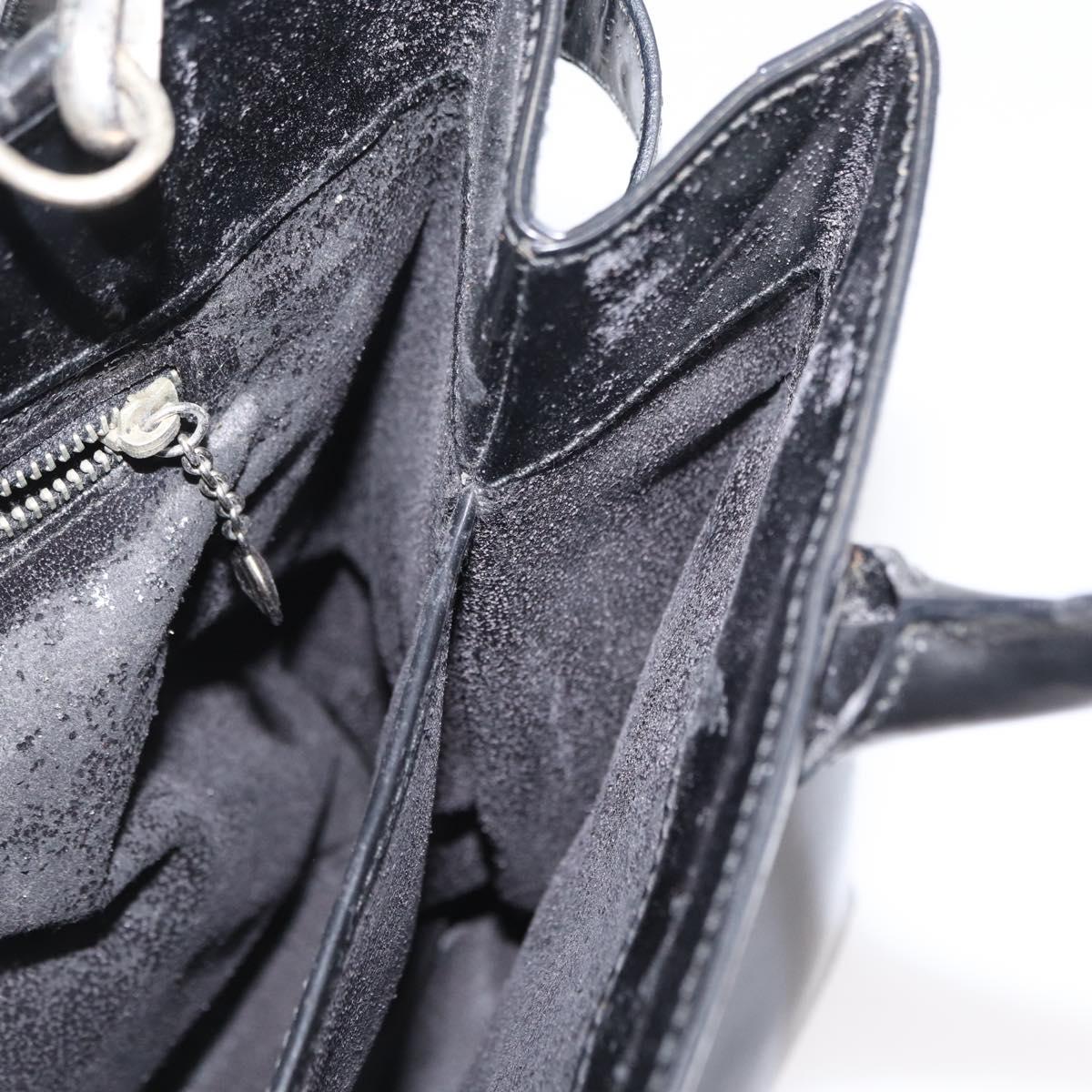 GUCCI Hand Bag Patent leather 2way Black Silver 000 1118 0503 Auth bs32894