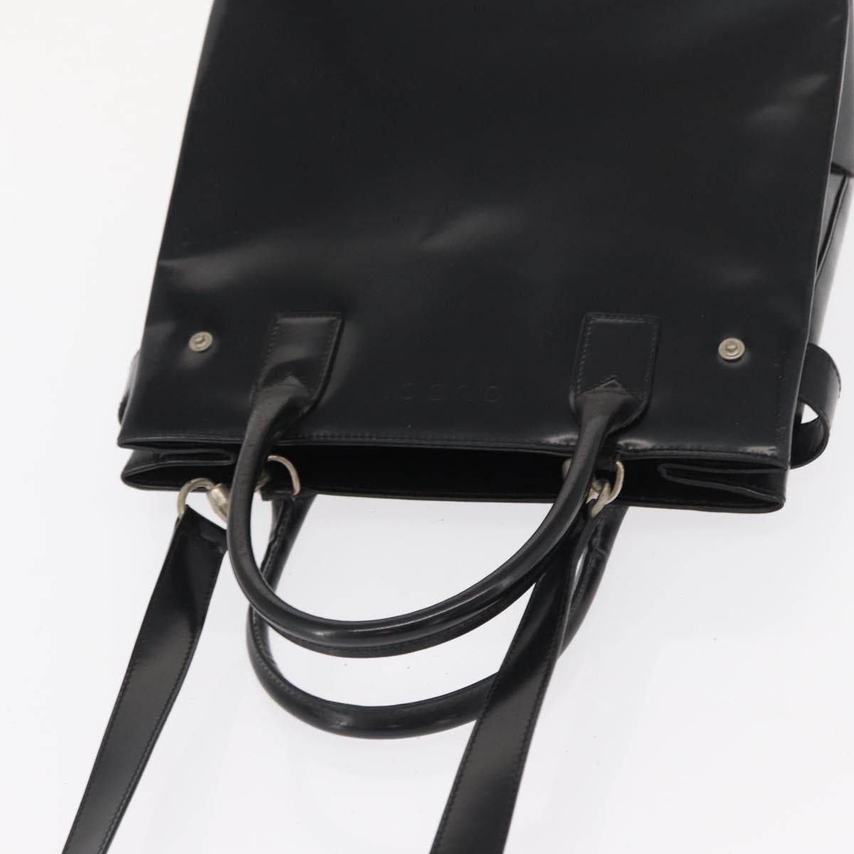 GUCCI Hand Bag Patent leather 2way Black Silver 000 1118 0503 Auth bs32894