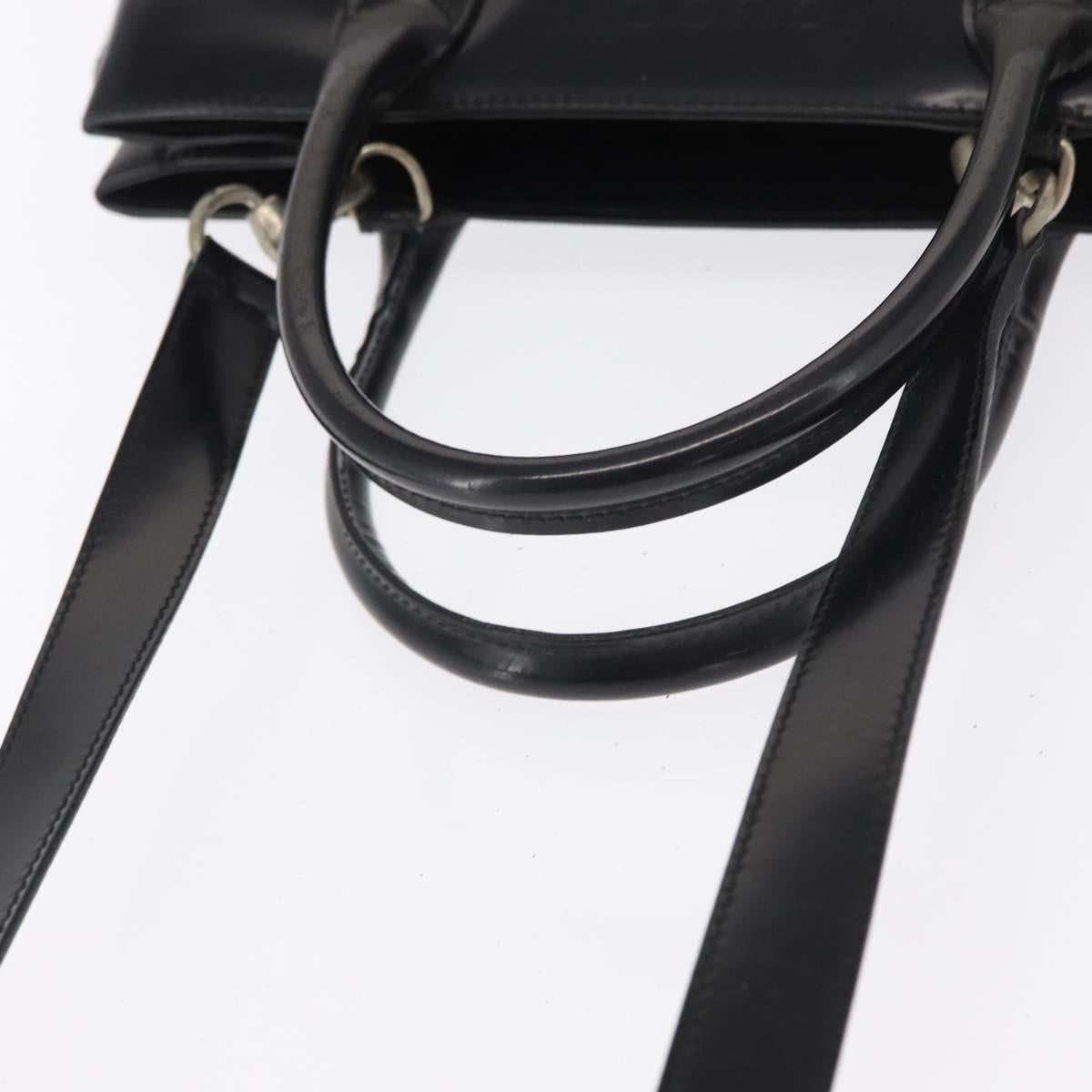 GUCCI Hand Bag Patent leather 2way Black Silver 000 1118 0503 Auth bs32894