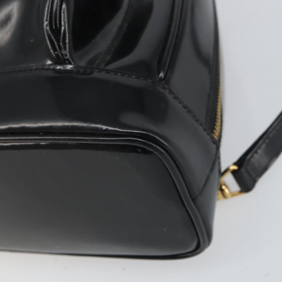 GUCCI Bamboo Body Bag Patent leather Black Gold 003 3444 0027 Auth bs32895