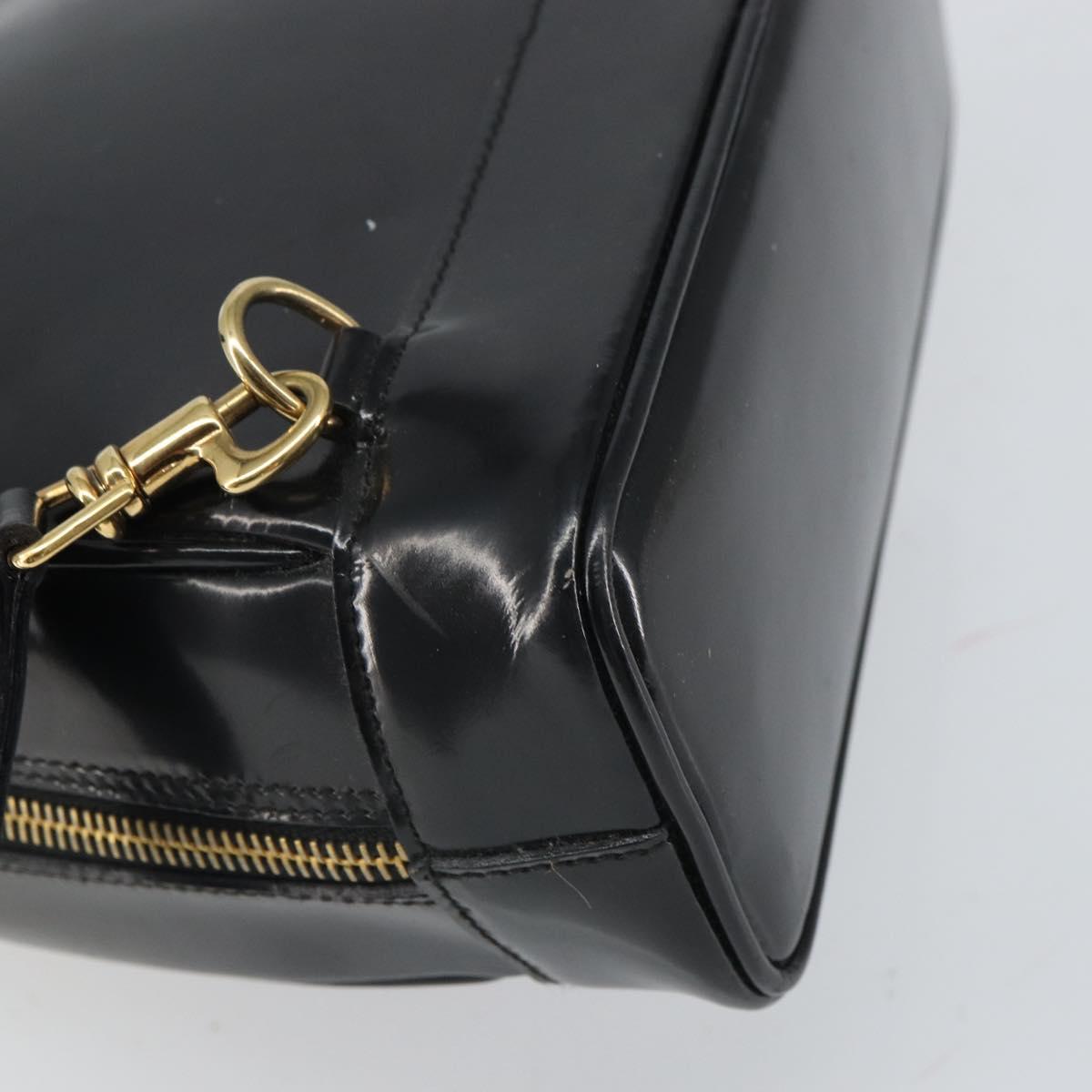 GUCCI Bamboo Body Bag Patent leather Black Gold 003 3444 0027 Auth bs32895