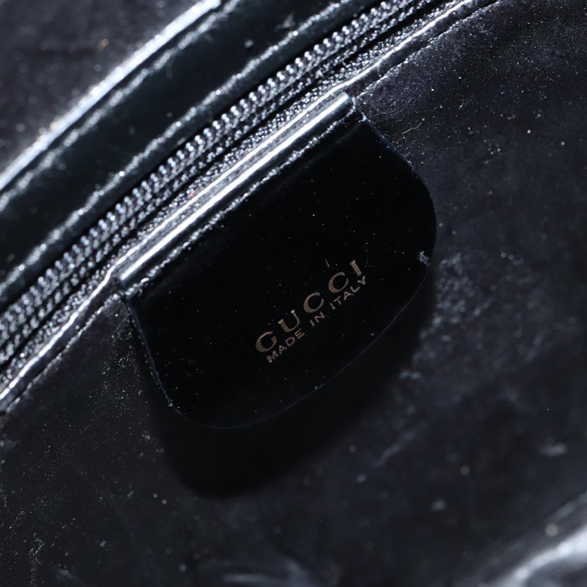 GUCCI Bamboo Body Bag Patent leather Black Gold 003 3444 0027 Auth bs32895