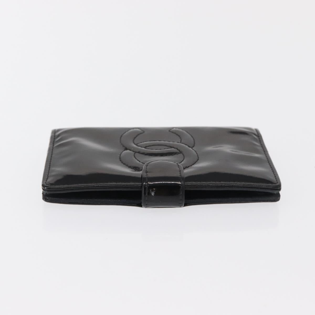 CHANEL Agenda Day Planner Cover Patent leather Gold Black CC Auth bs32900