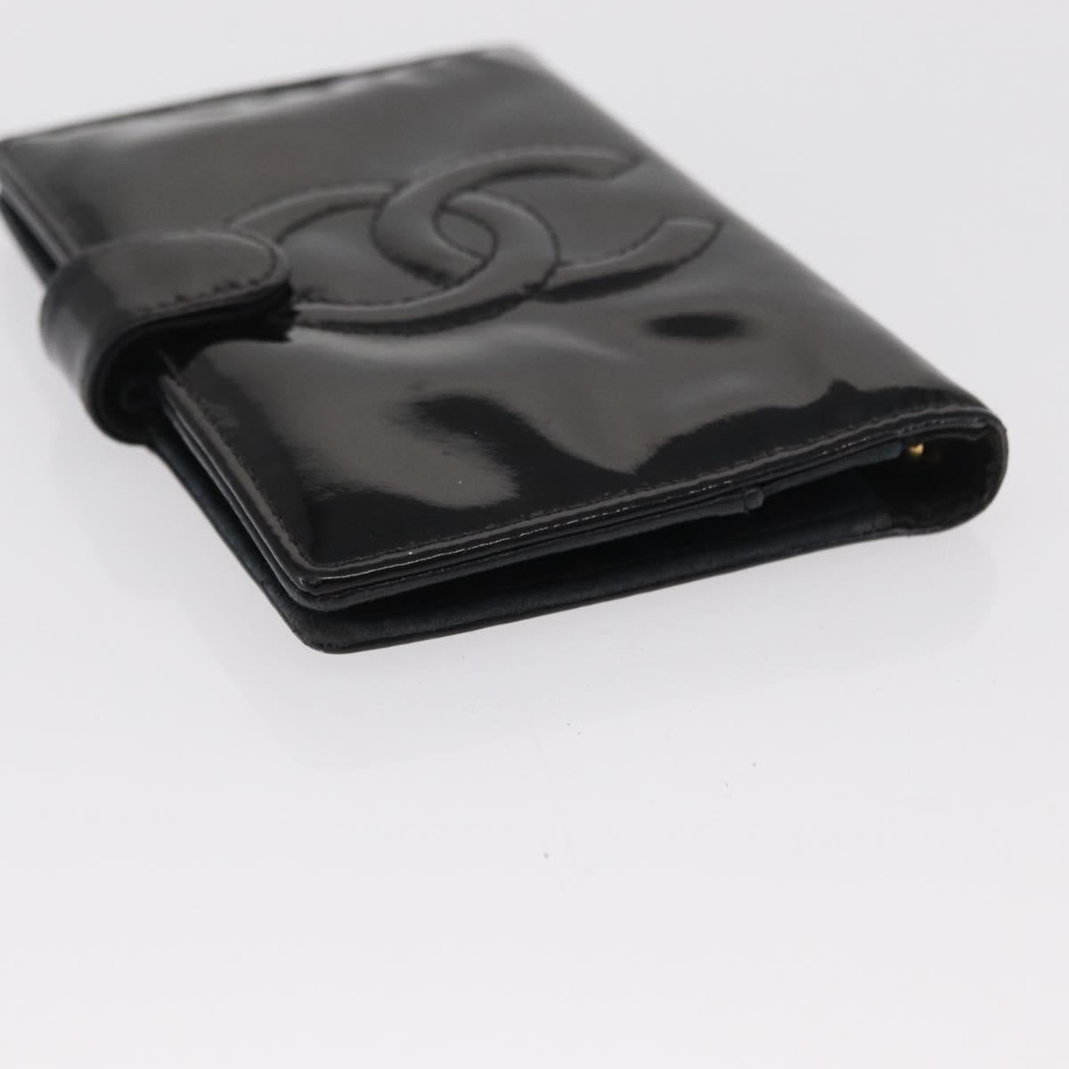 CHANEL Agenda Day Planner Cover Patent leather Gold Black CC Auth bs32900