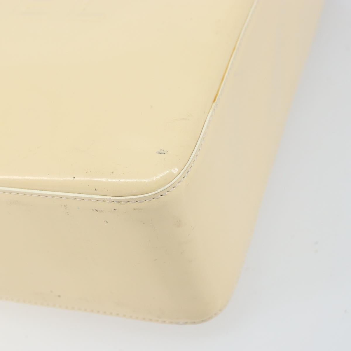 CHANEL Tote Bag Patent leather Beige Gold CC Auth bs32903
