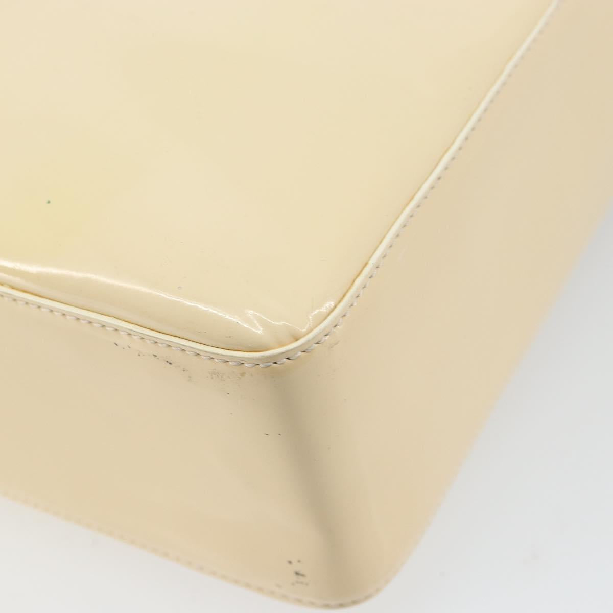 CHANEL Tote Bag Patent leather Beige Gold CC Auth bs32903