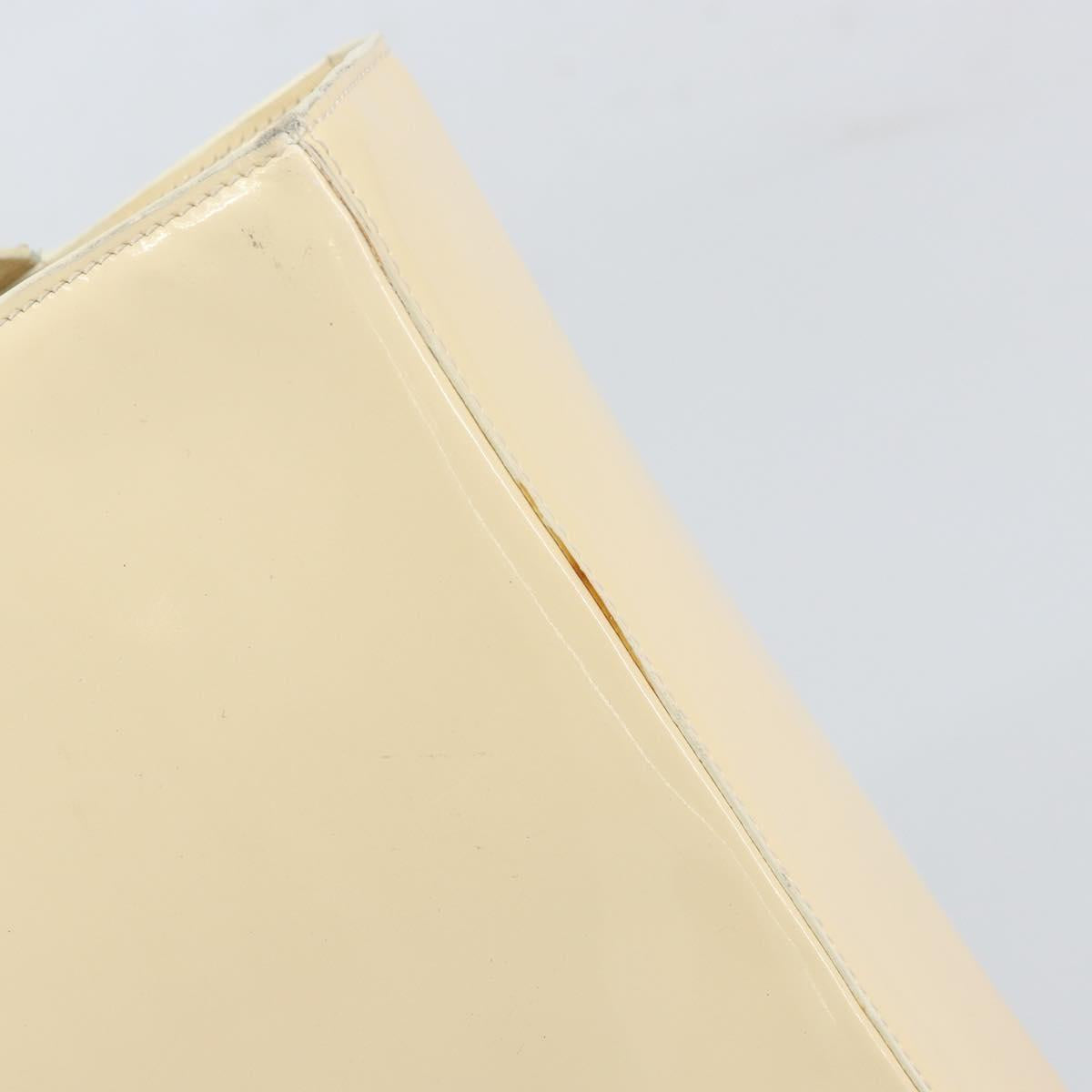 CHANEL Tote Bag Patent leather Beige Gold CC Auth bs32903