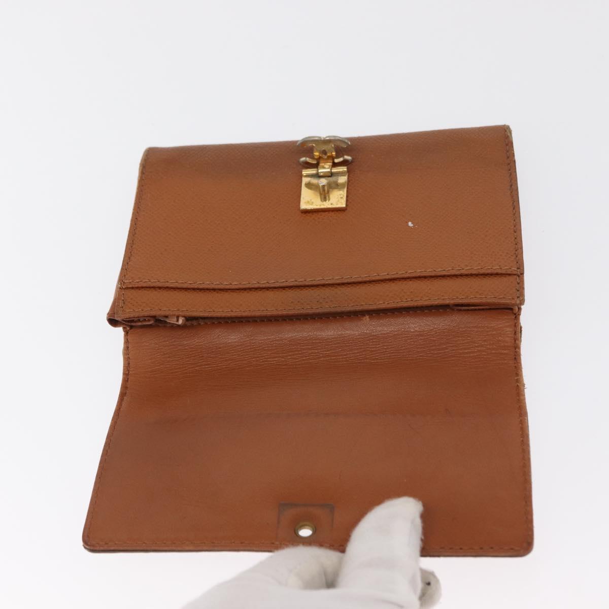 CHANEL Wallet Caviar Skin Brown Gold CC Auth bs32906