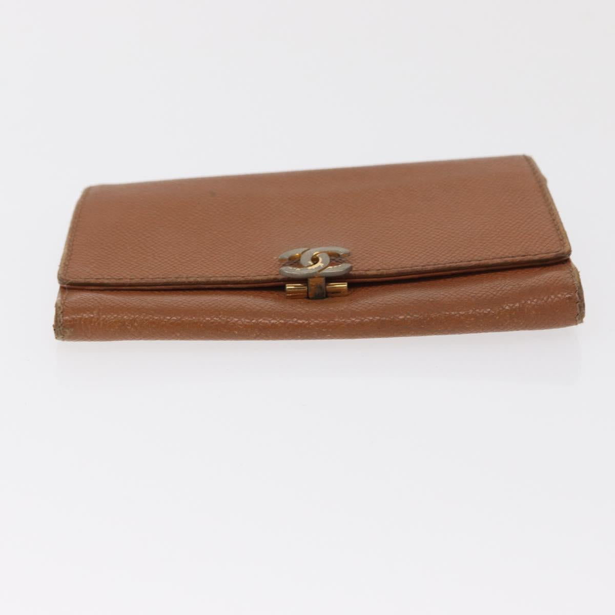 CHANEL Wallet Caviar Skin Brown Gold CC Auth bs32906