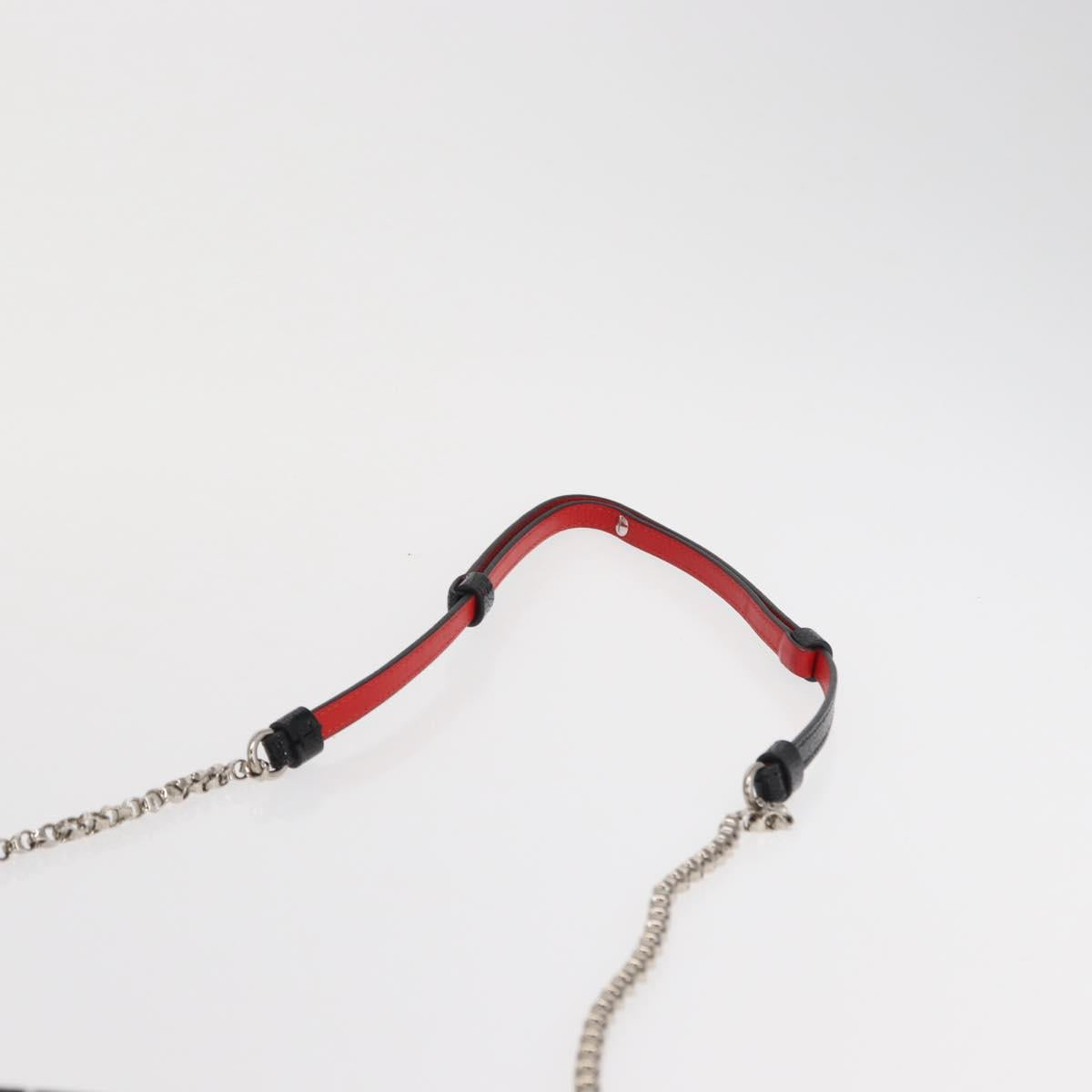 Christian Louboutin Chain Shoulder Bag Leather Black Silver Auth bs32908