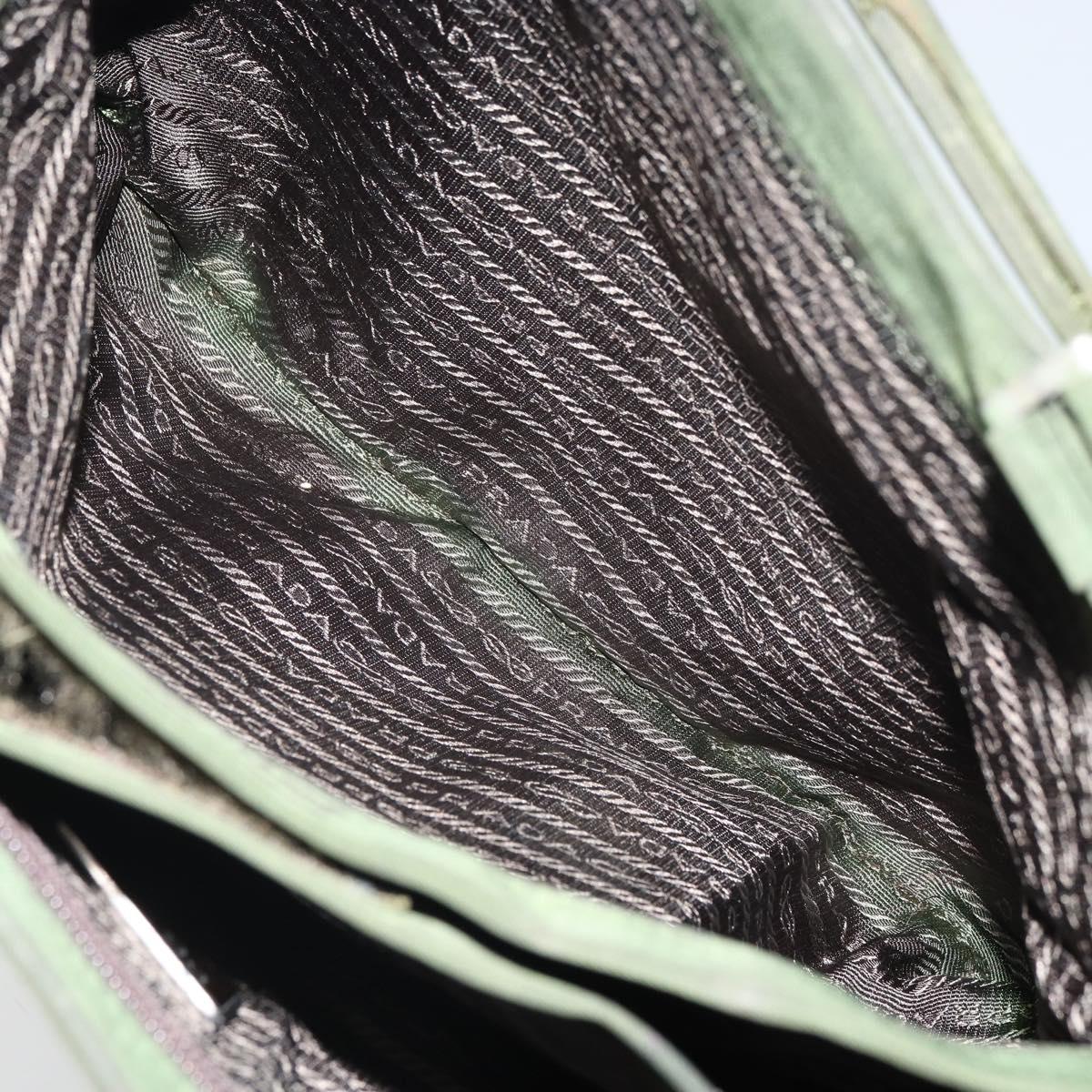 PRADA Hand Bag Nylon Khaki Silver Auth bs32915