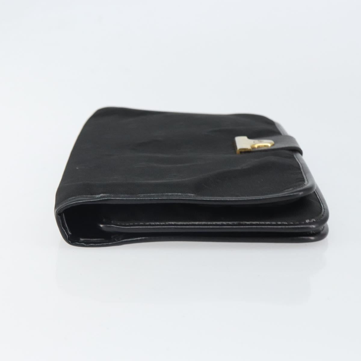 Christian Dior Pouch Nylon Leather Black Gold Auth bs32945