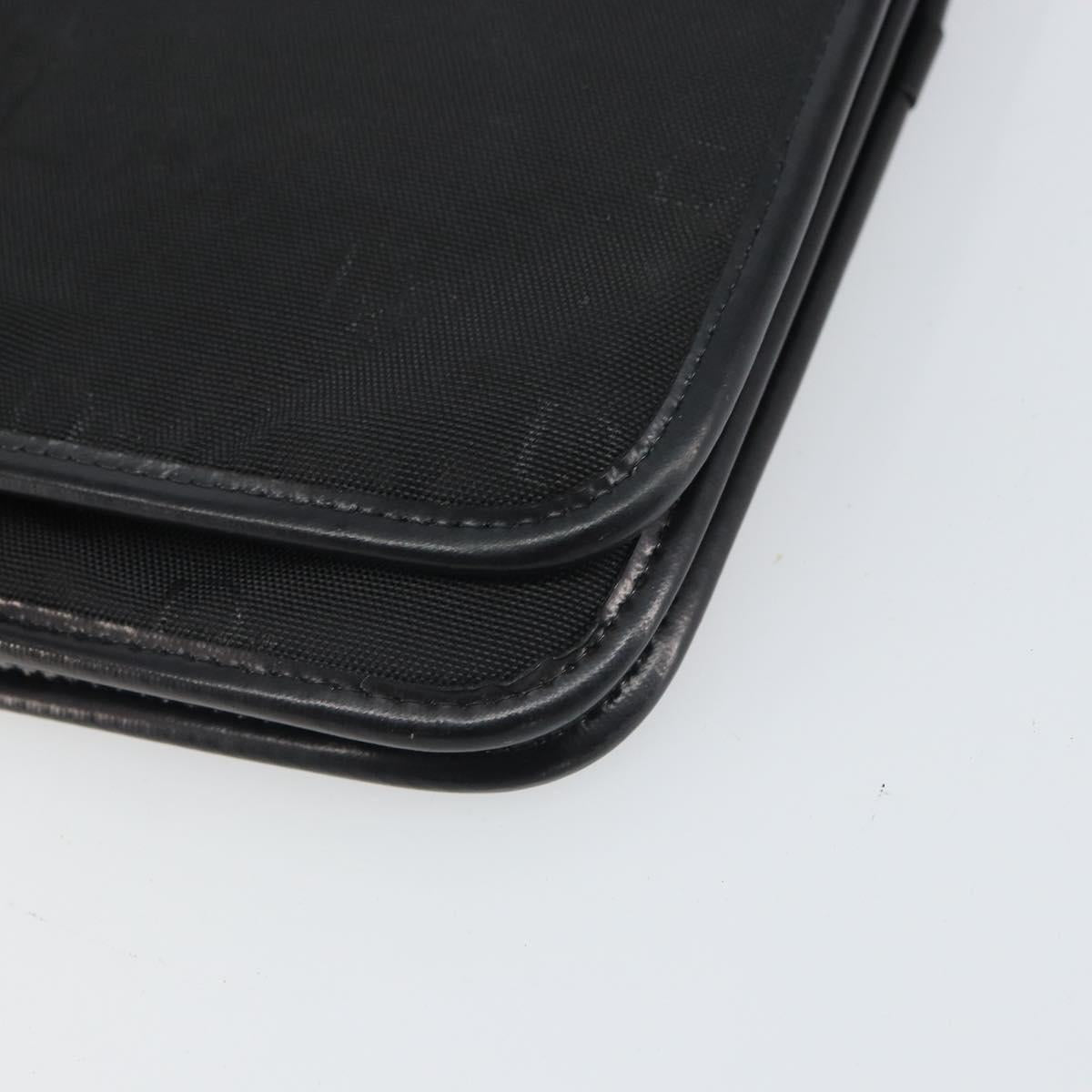 Christian Dior Pouch Nylon Leather Black Gold Auth bs32945
