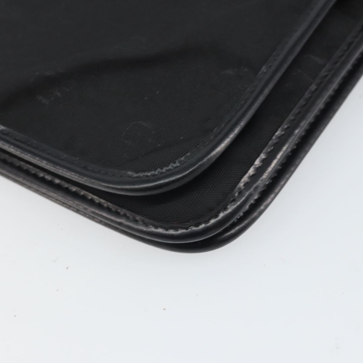 Christian Dior Pouch Nylon Leather Black Gold Auth bs32945