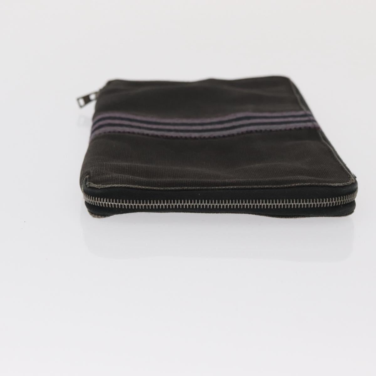 HERMES Perth GM Long Wallet Canvas Black Auth bs32950