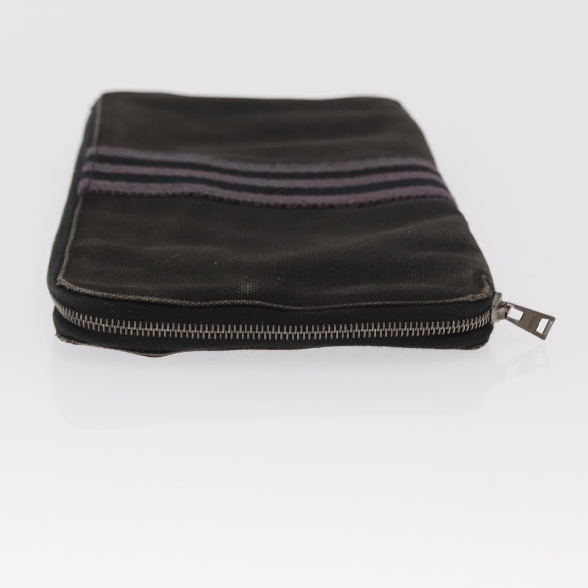 HERMES Perth GM Long Wallet Canvas Black Auth bs32950