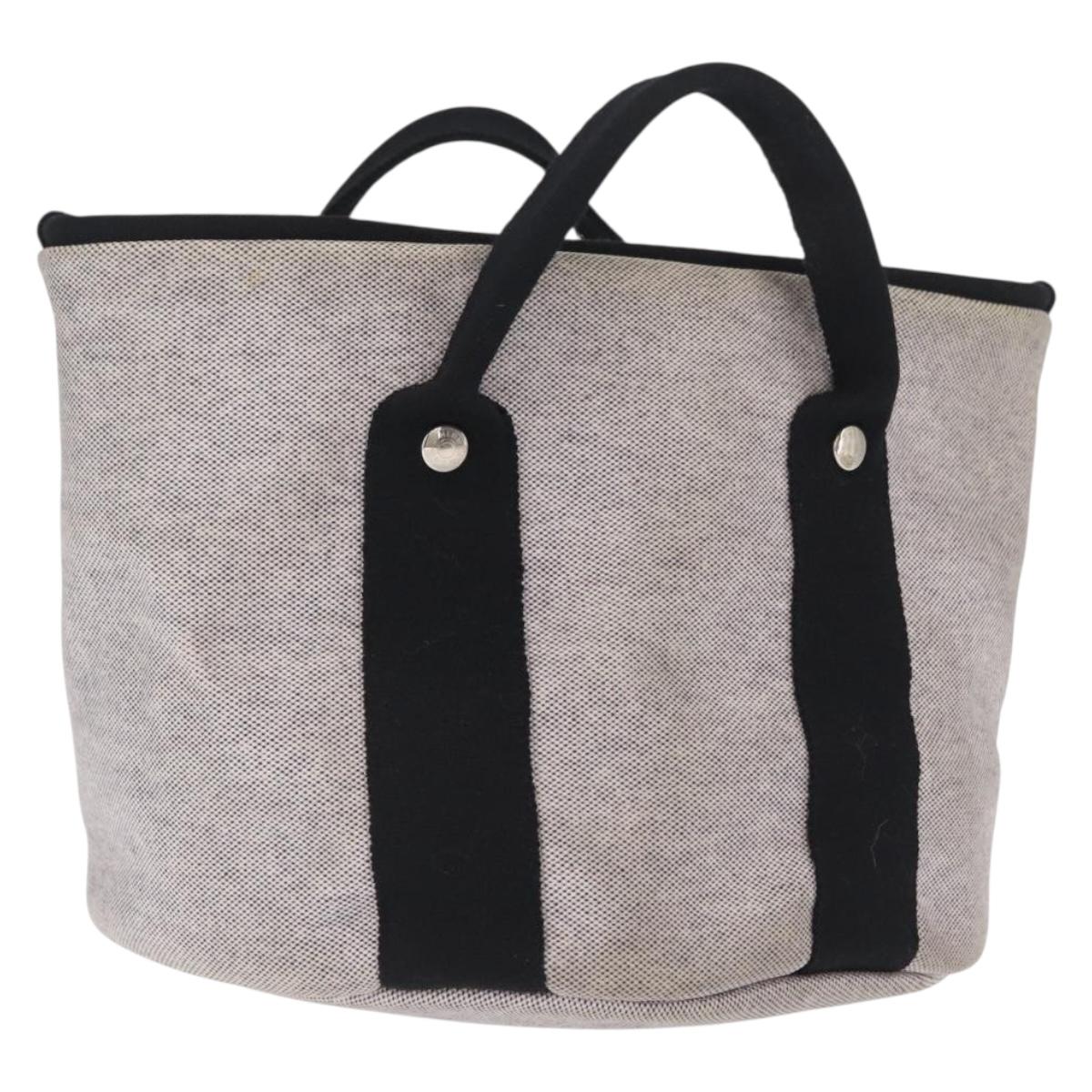 HERMES Sac ﾃ bichette Hand Bag Canvas Gray Auth bs32952