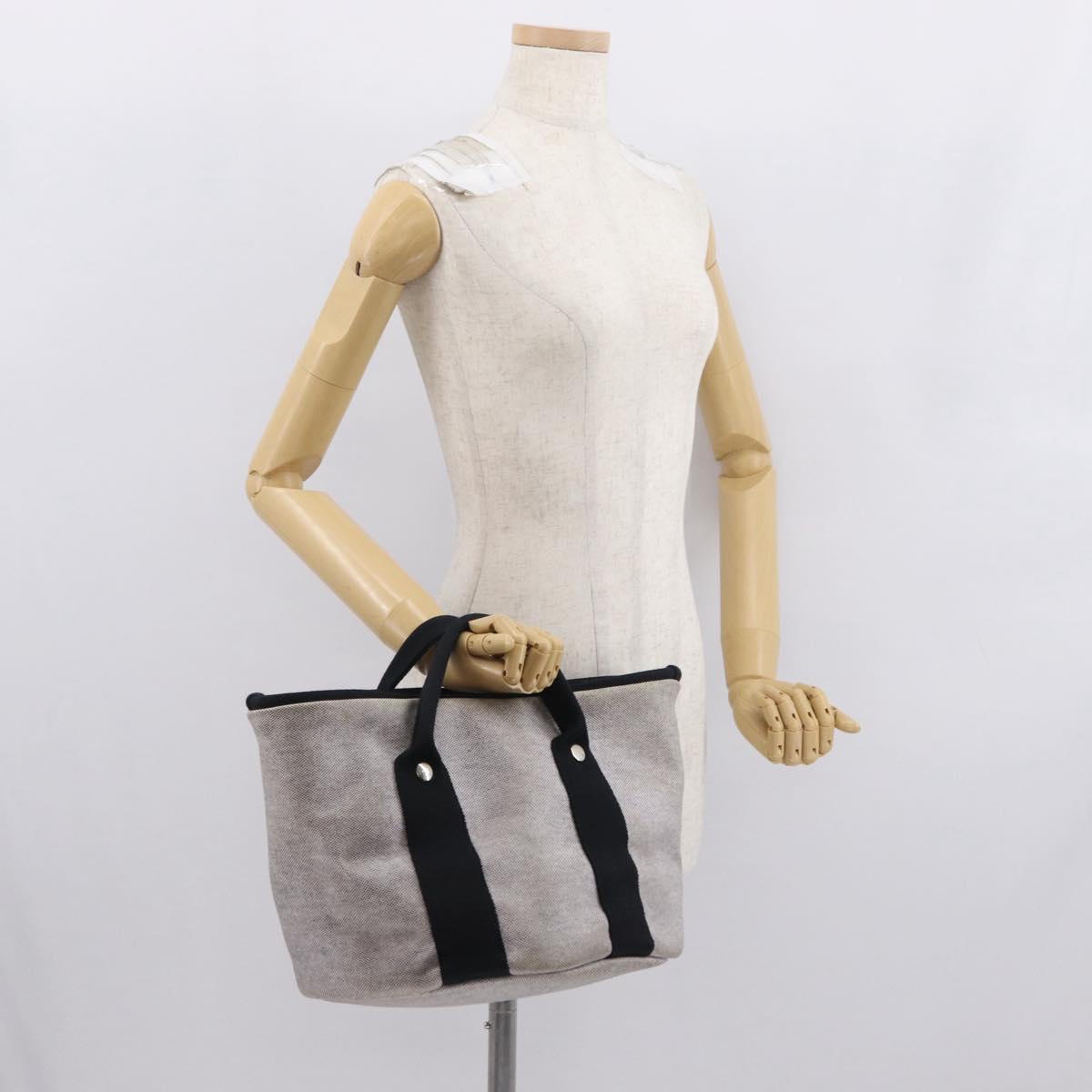HERMES Sac ﾃ bichette Hand Bag Canvas Gray Auth bs32952