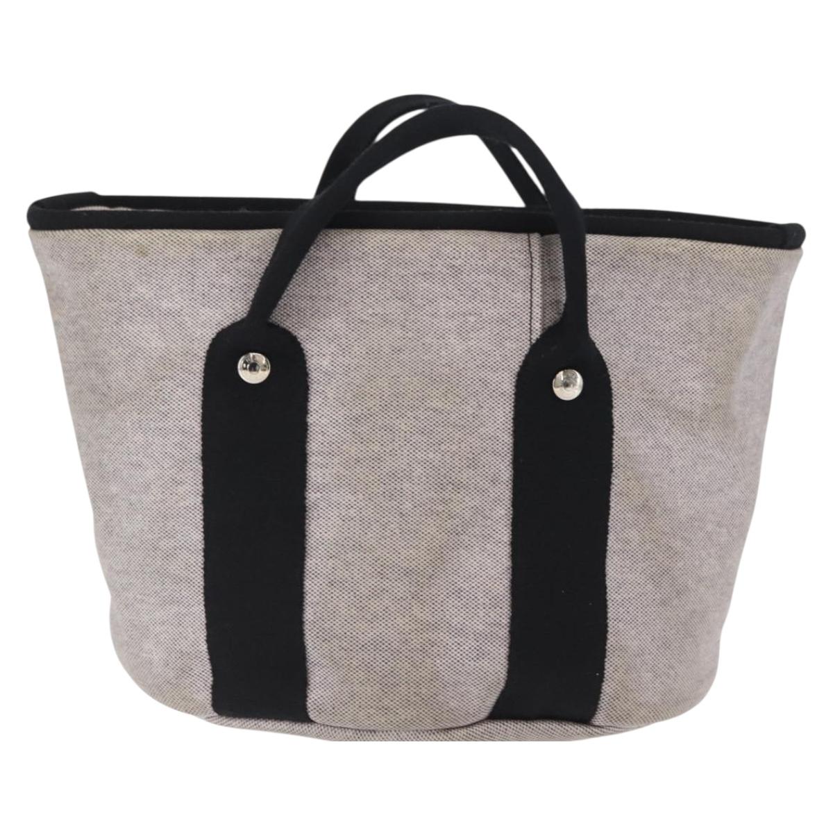 HERMES Sac ﾃ bichette Hand Bag Canvas Gray Auth bs32952