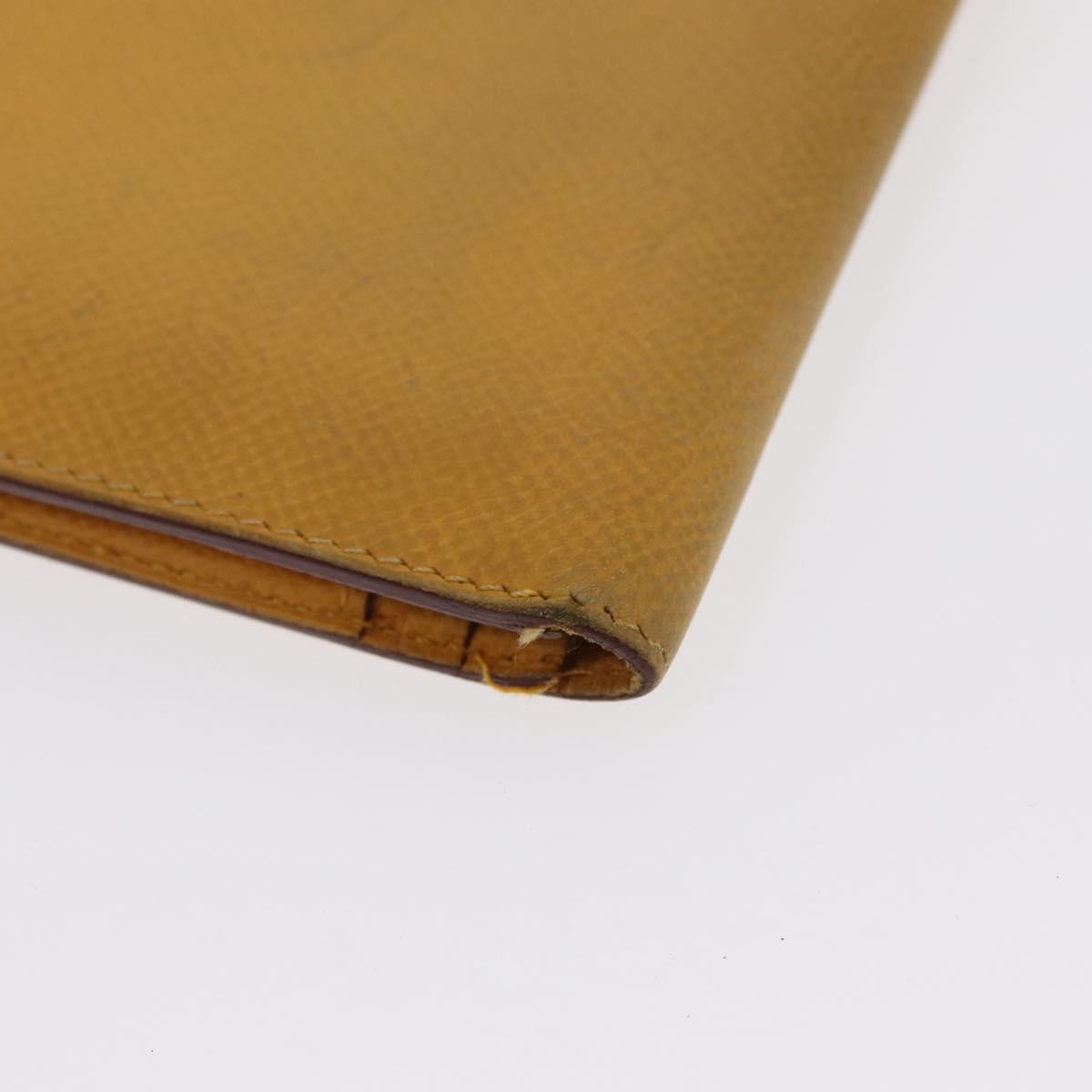 HERMES Wallet Leather Canvas 2 Set Gray Yellow Auth bs32953