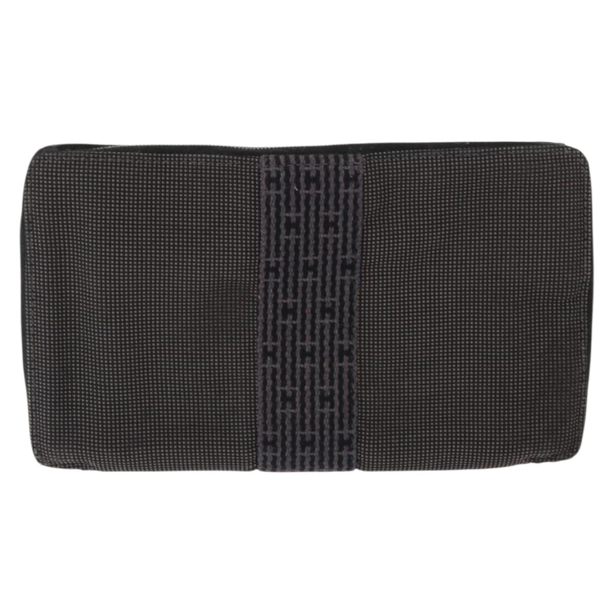 HERMES Wallet Leather Canvas 2 Set Gray Yellow Auth bs32953