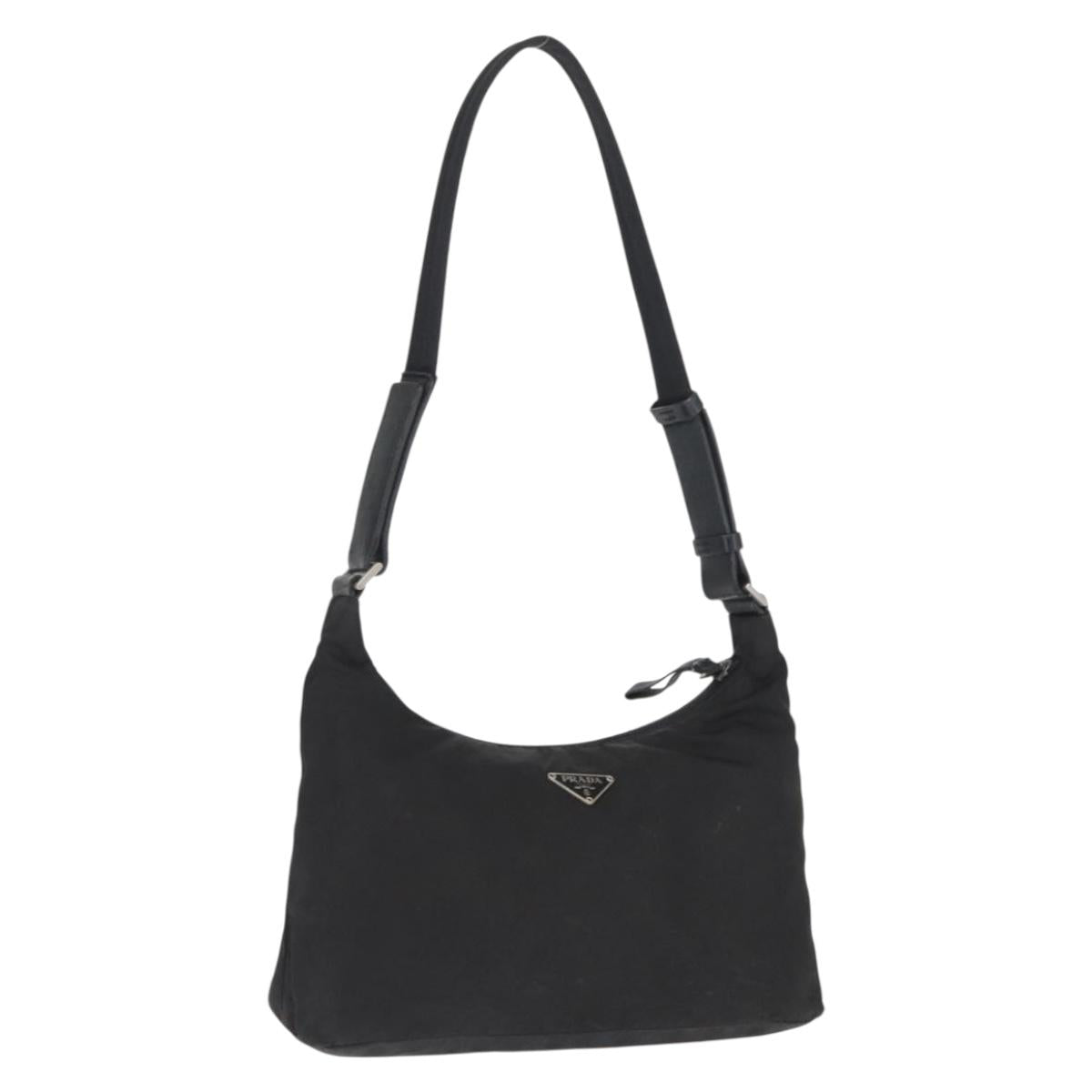 PRADA Shoulder Bag Nylon Black Silver Auth bs32954