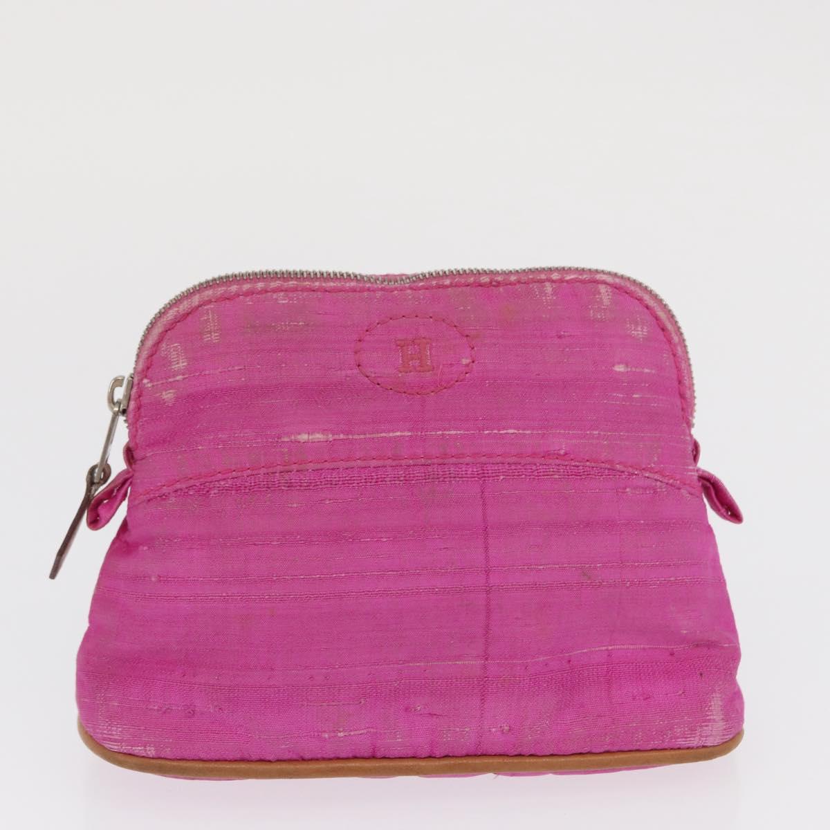 HERMES Pouch Canvas 2 Set Yellow Pink Auth bs32958