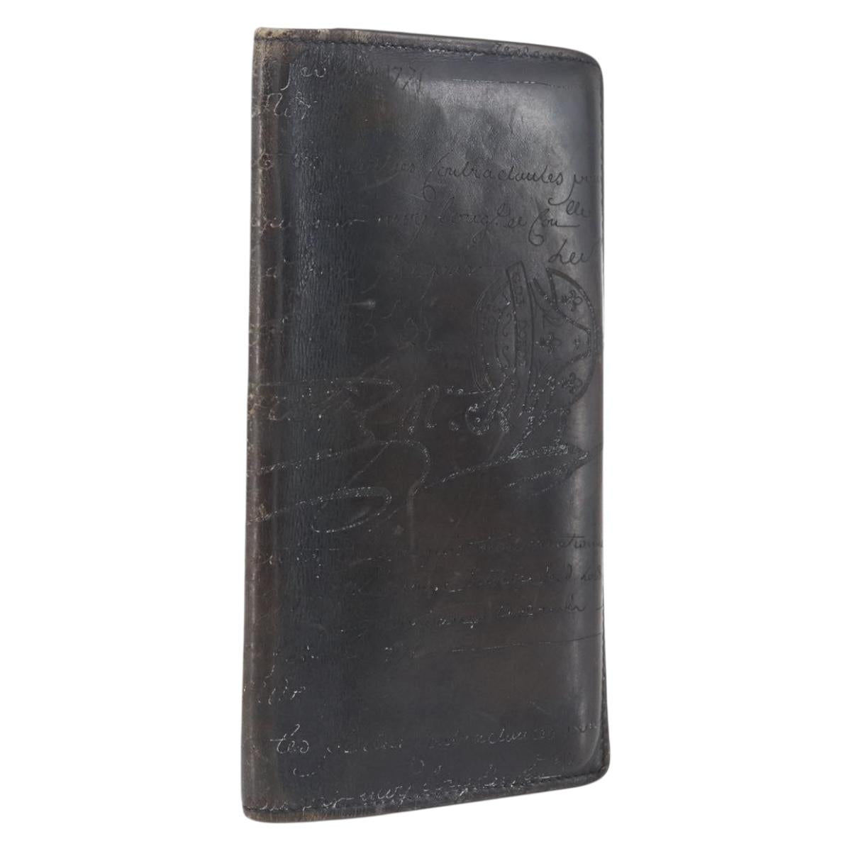 Berluti Long Wallet Leather Dark Brown Auth bs32959