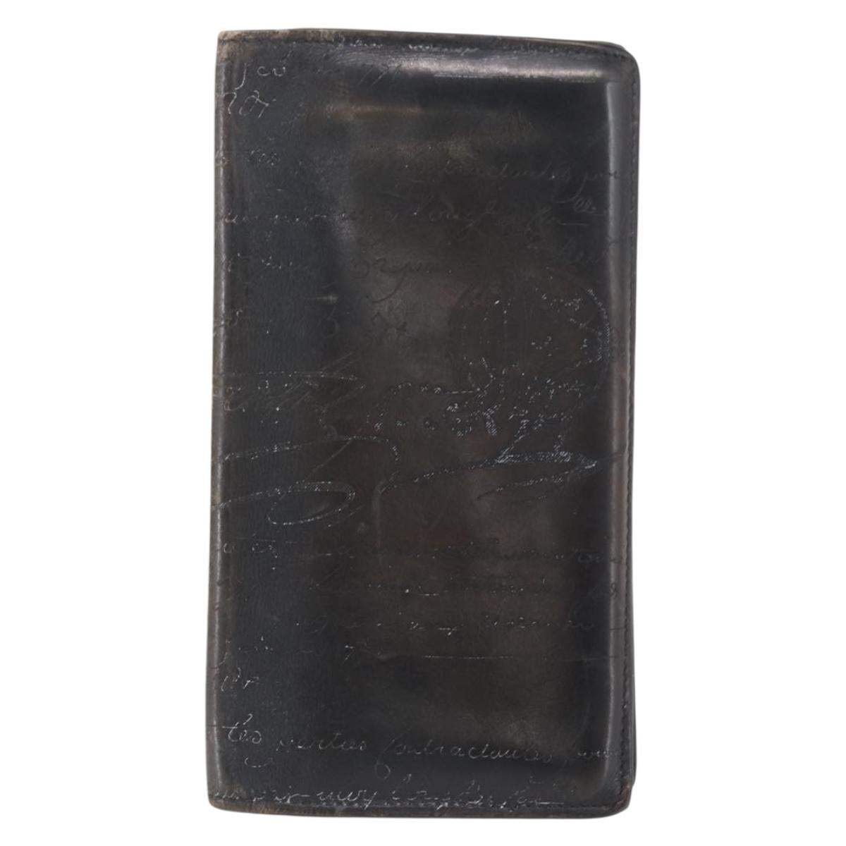 Berluti Long Wallet Leather Dark Brown Auth bs32959