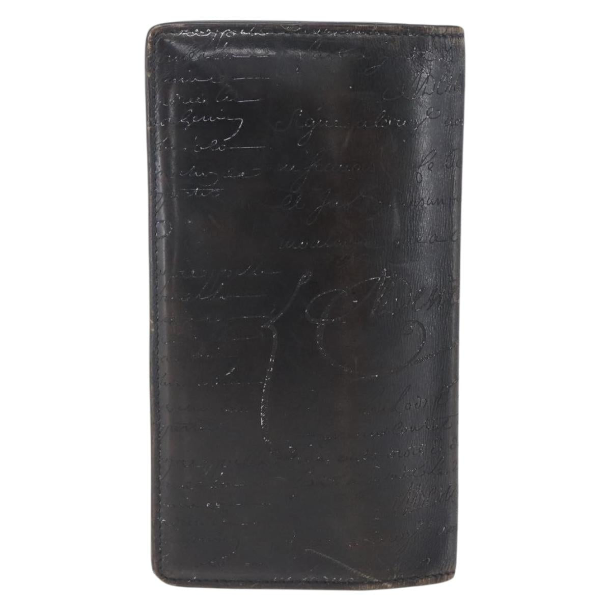 Berluti Long Wallet Leather Dark Brown Auth bs32959