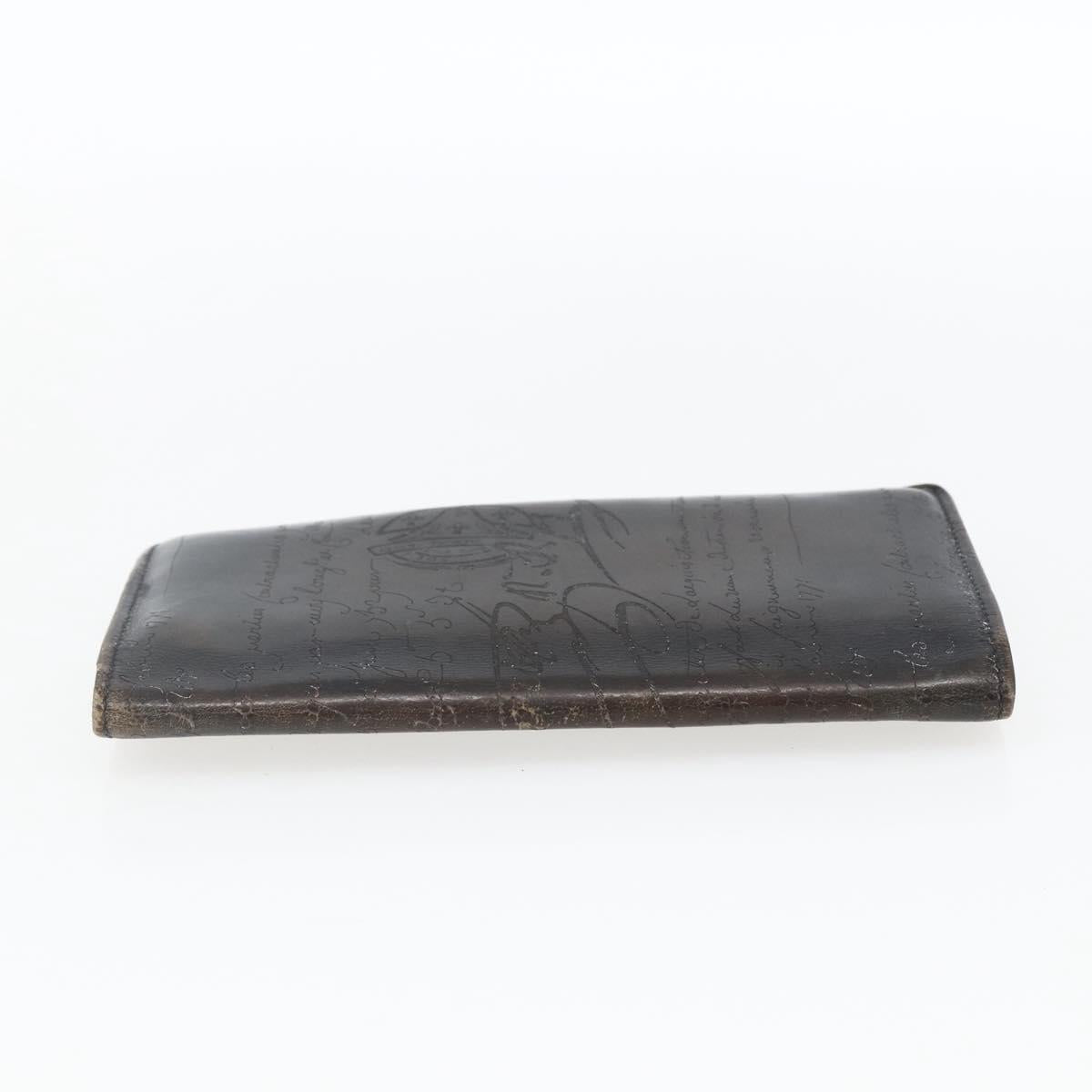 Berluti Long Wallet Leather Dark Brown Auth bs32959