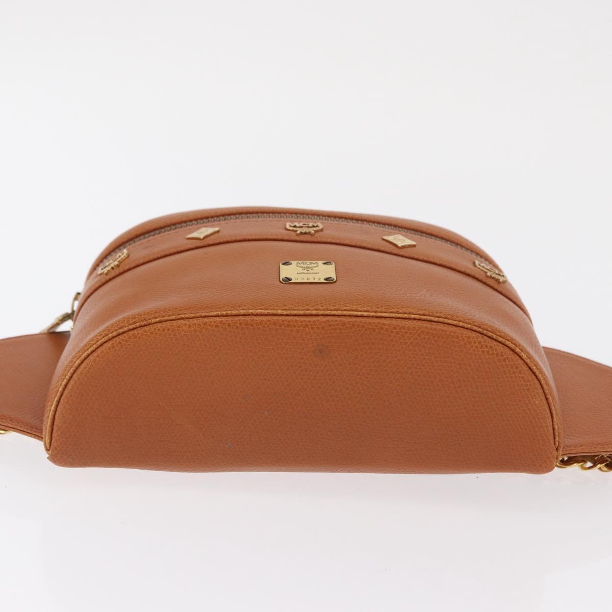 MCM Body Bag Leather Brown Gold Auth bs32963