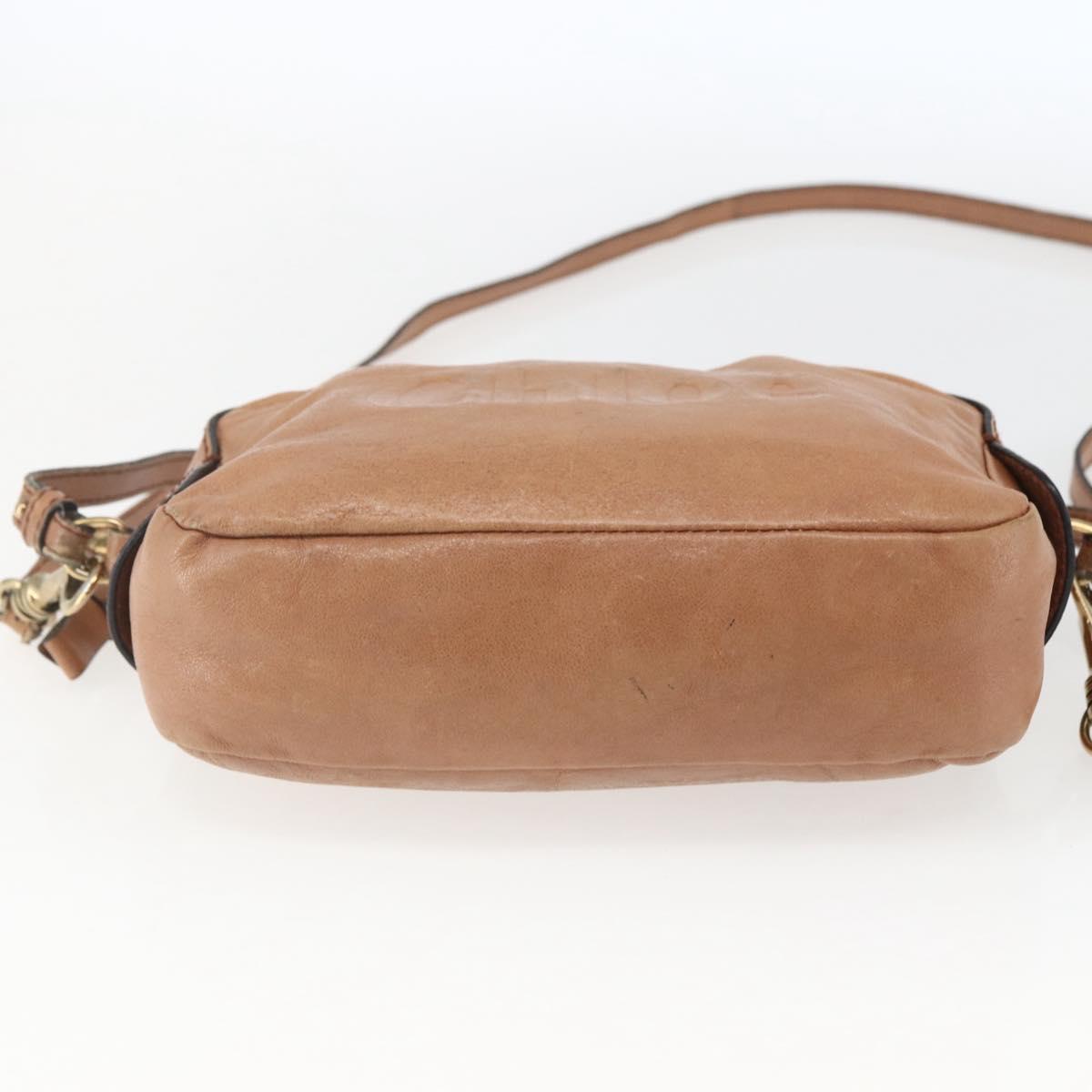 Chloe Shoulder Bag Leather Brown Gold Auth bs32964