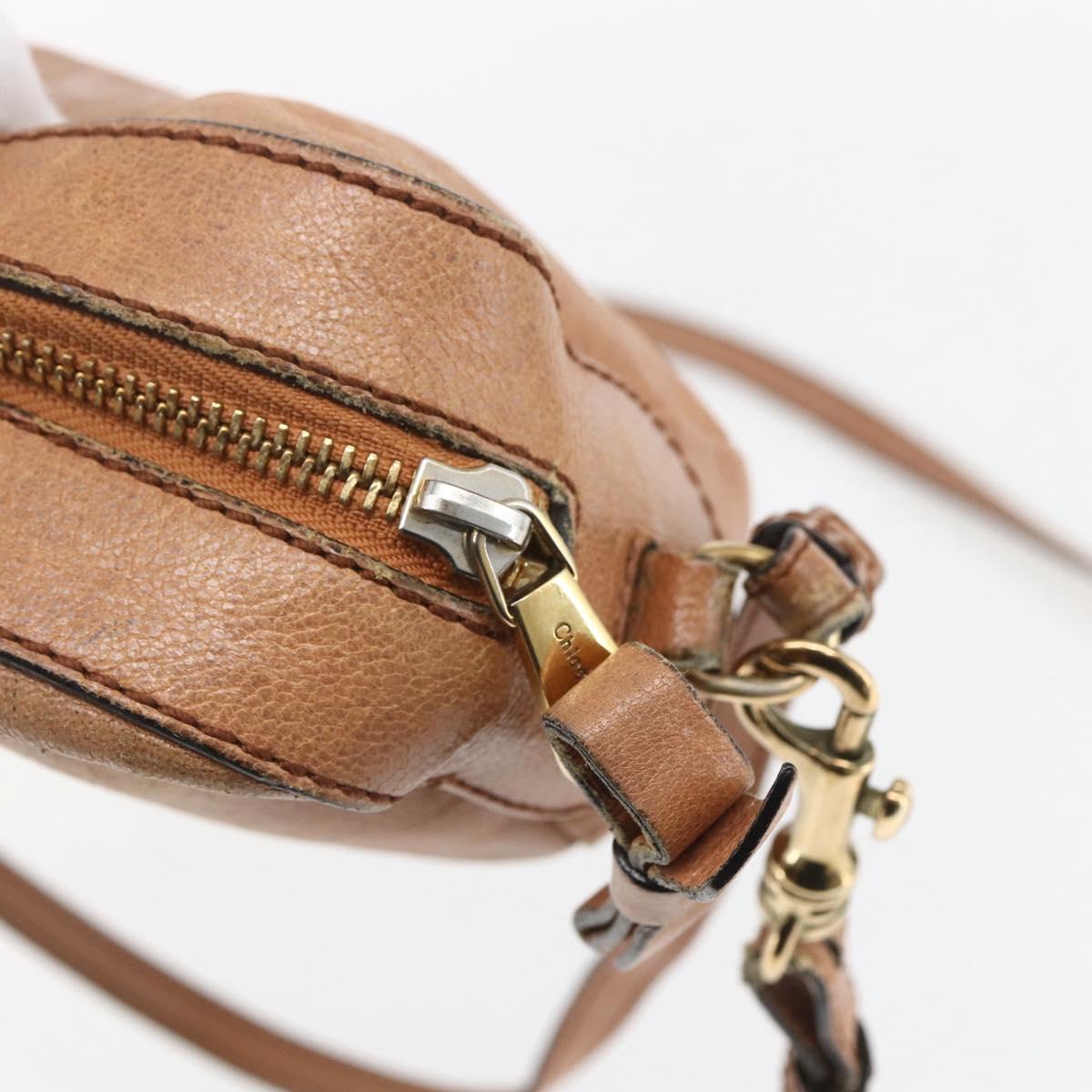 Chloe Shoulder Bag Leather Brown Gold Auth bs32964
