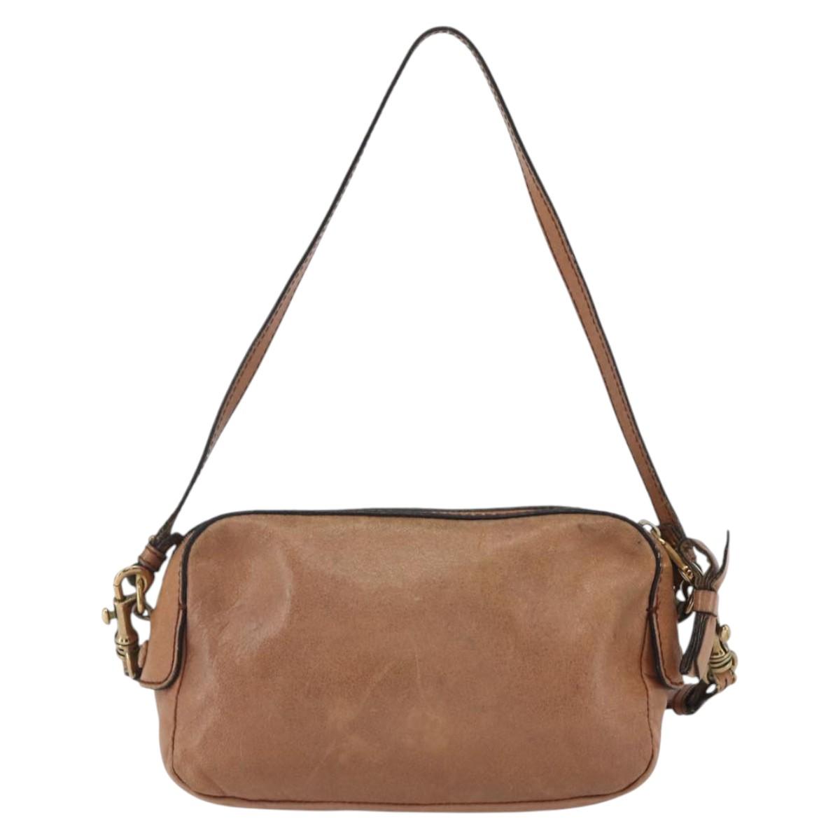 Chloe Shoulder Bag Leather Brown Gold Auth bs32964