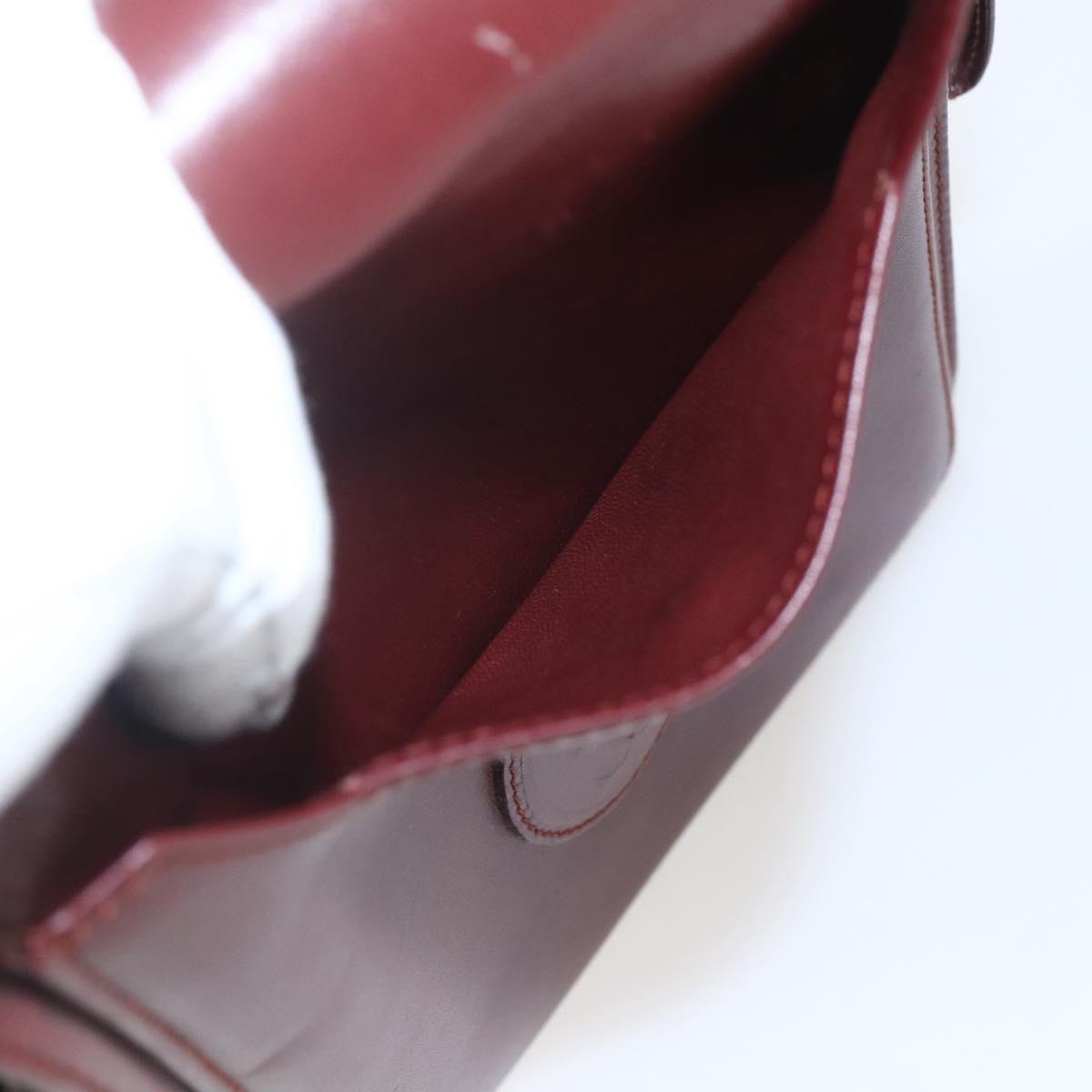 CARTIER Must Line Clutch Bag Leather Bordeaux Gold Auth bs32966