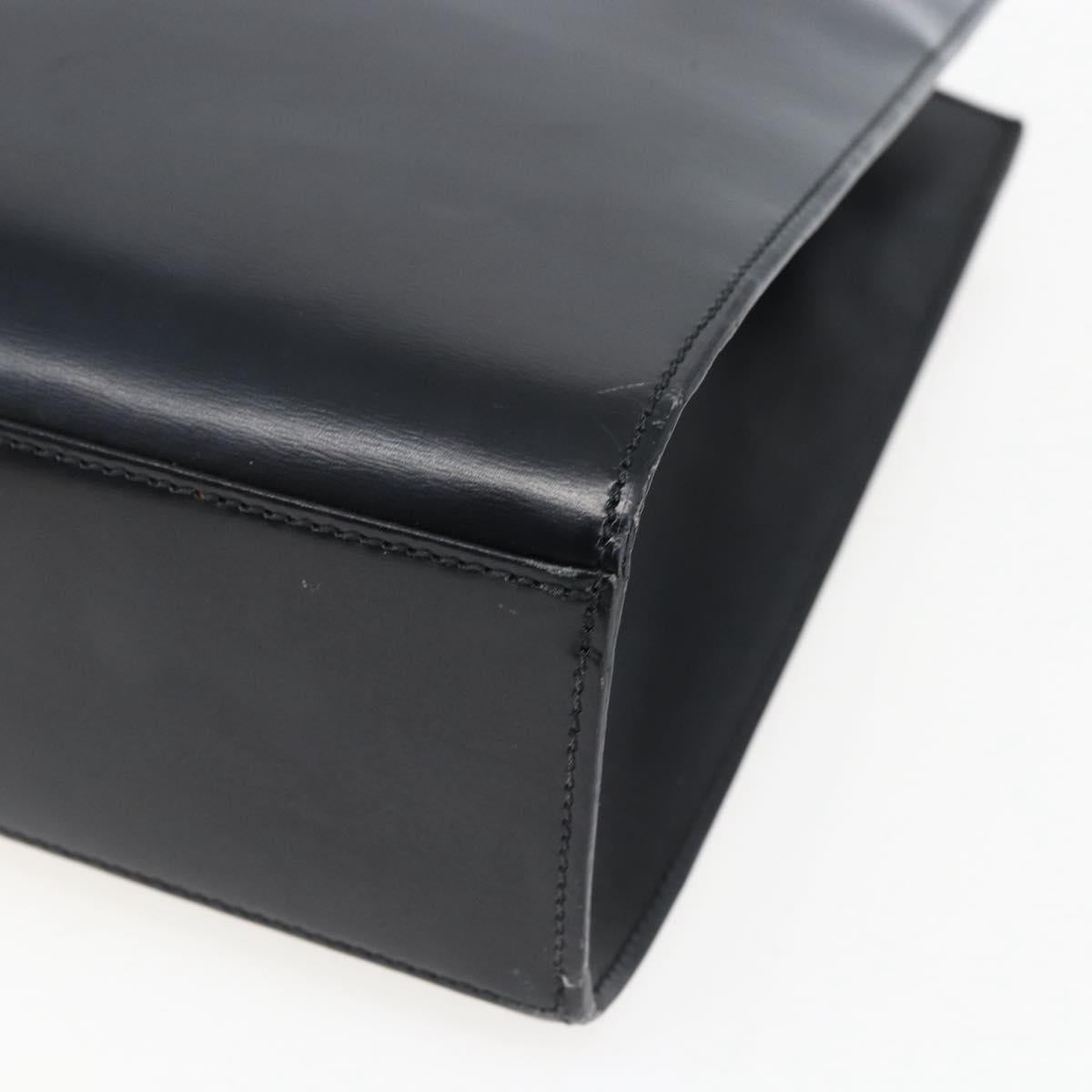 CARTIER Hand Bag Leather Black Silver Auth bs32968