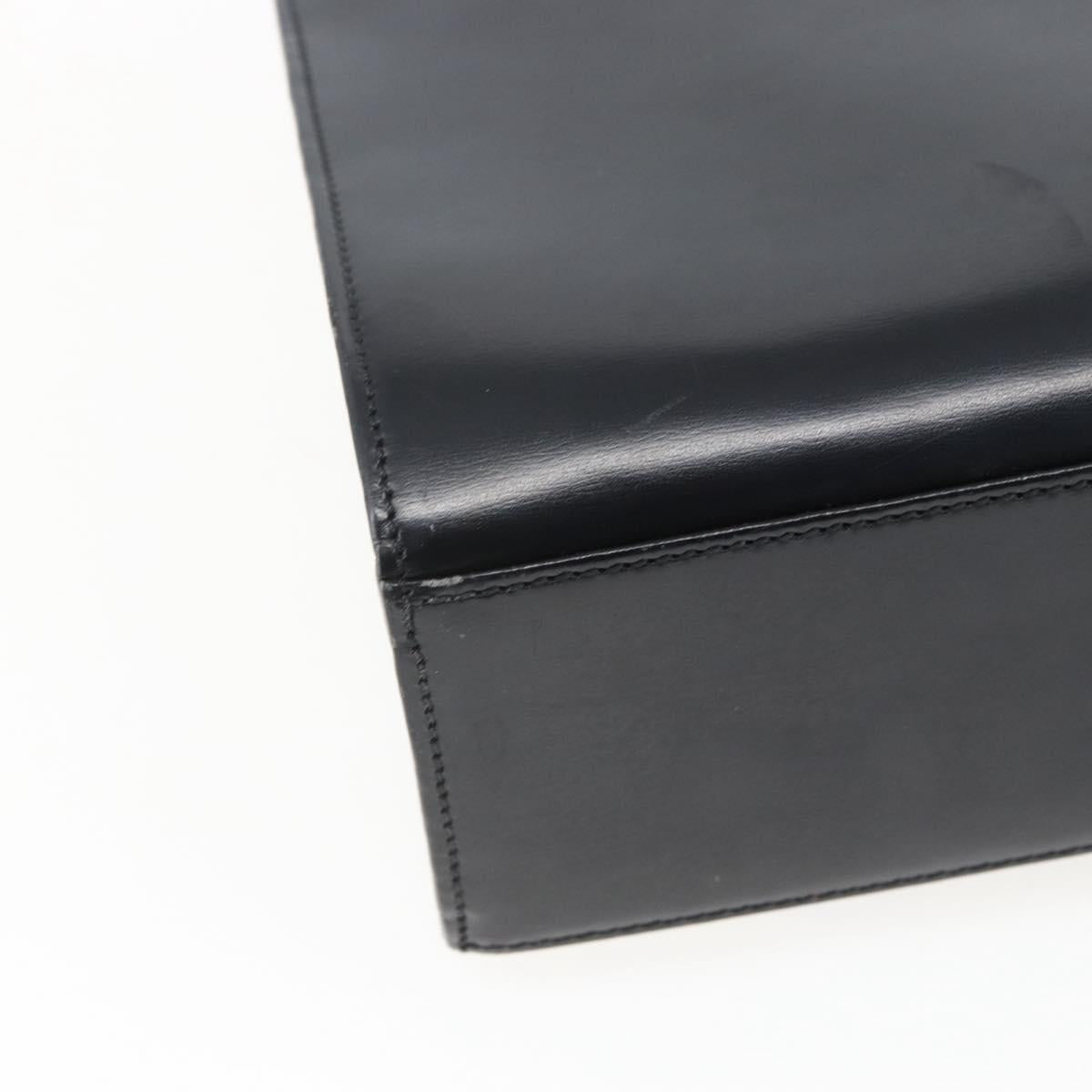 CARTIER Hand Bag Leather Black Silver Auth bs32968